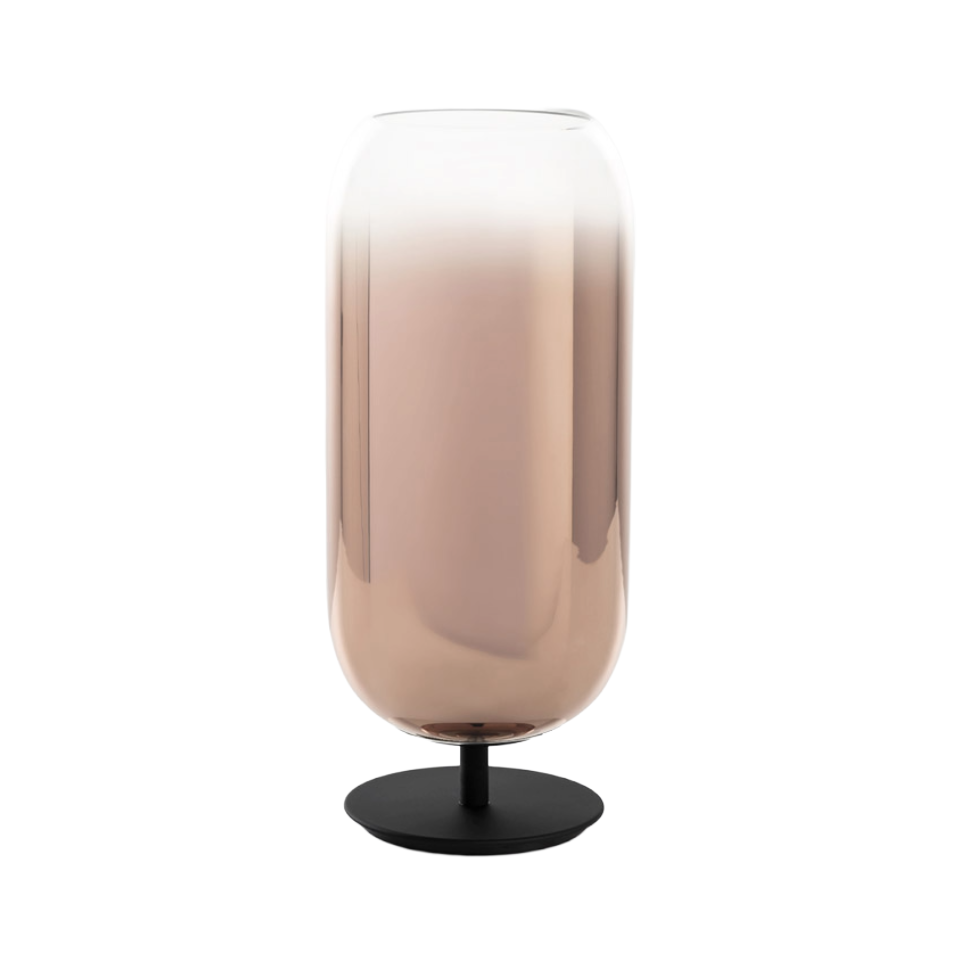 GOPLE table lamp in copper with a black base