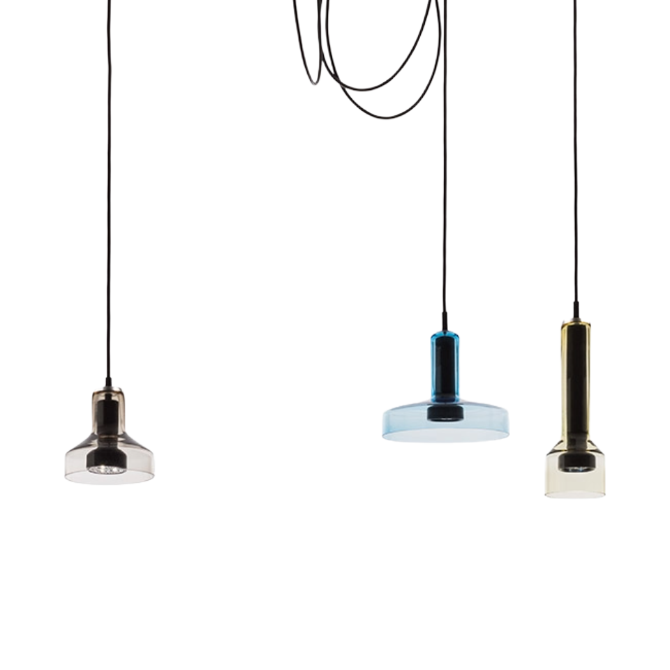 STABLIGHT pendant lamp in olive with aquamarine and brown