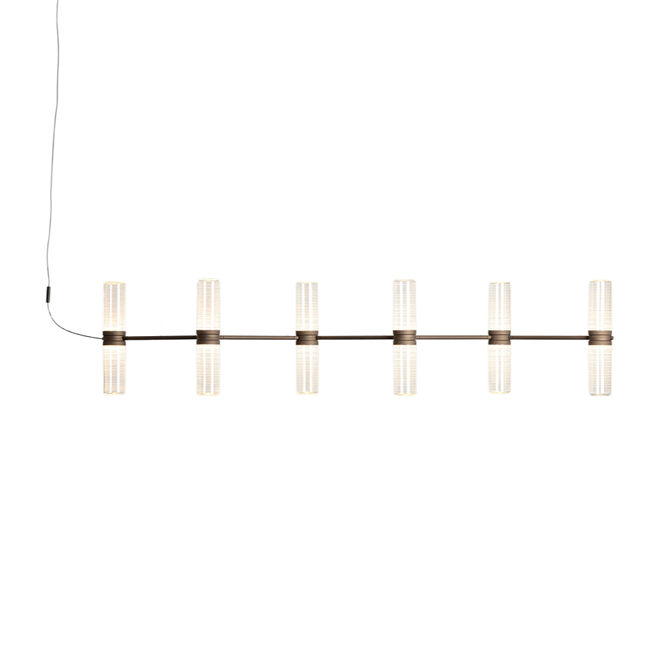ZEPHYR LINEAR pendant lamp transparent with brown finish