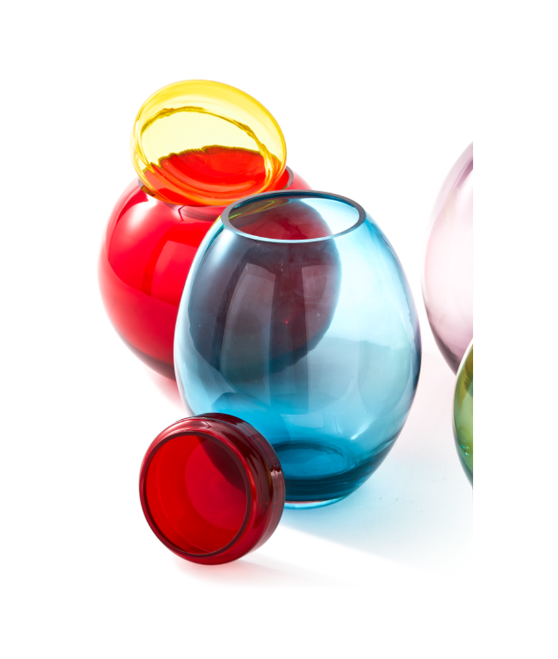 Set of jars BLOATED CAPS AND JARS colorful glass