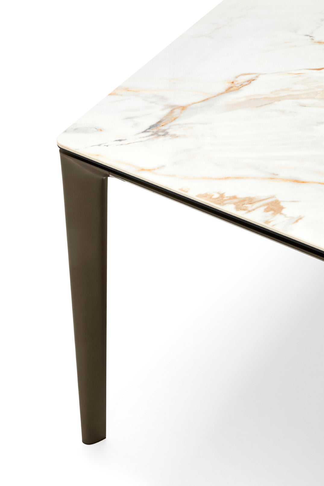 Rozkladací stôl BOMA s bielou doskou a hnedým podstavcom