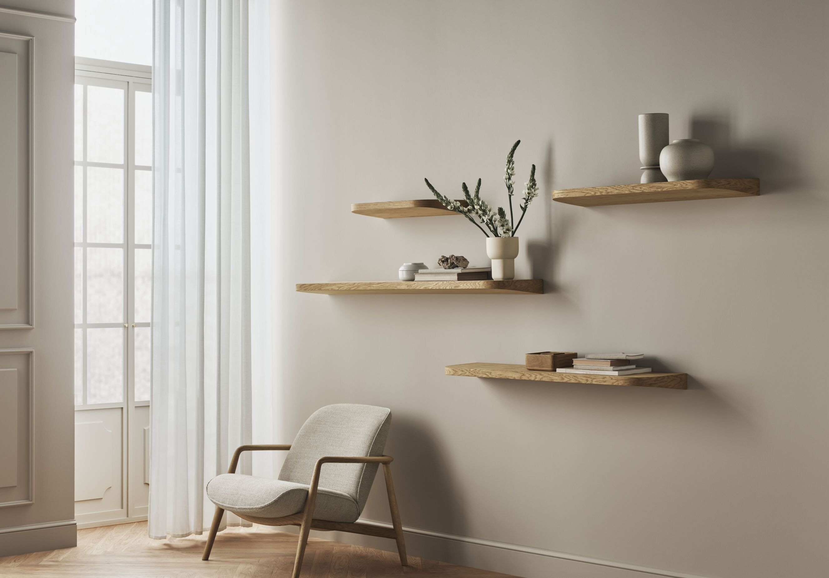 Polica VALA tmavý dubový dyha