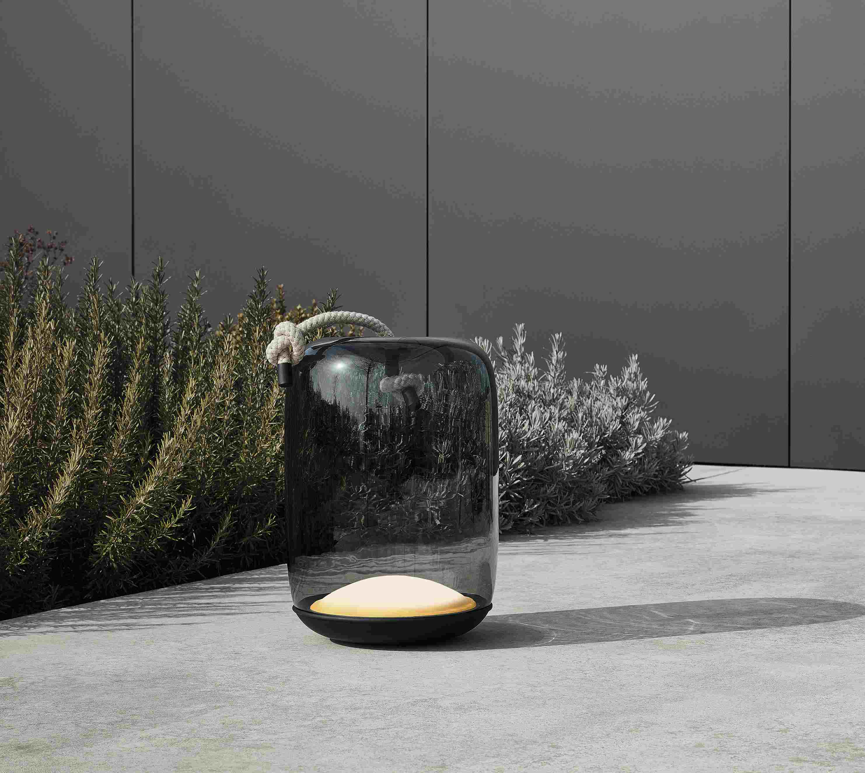 Prenosná lampa KNOT BATTERY - CILINDRO sklenená