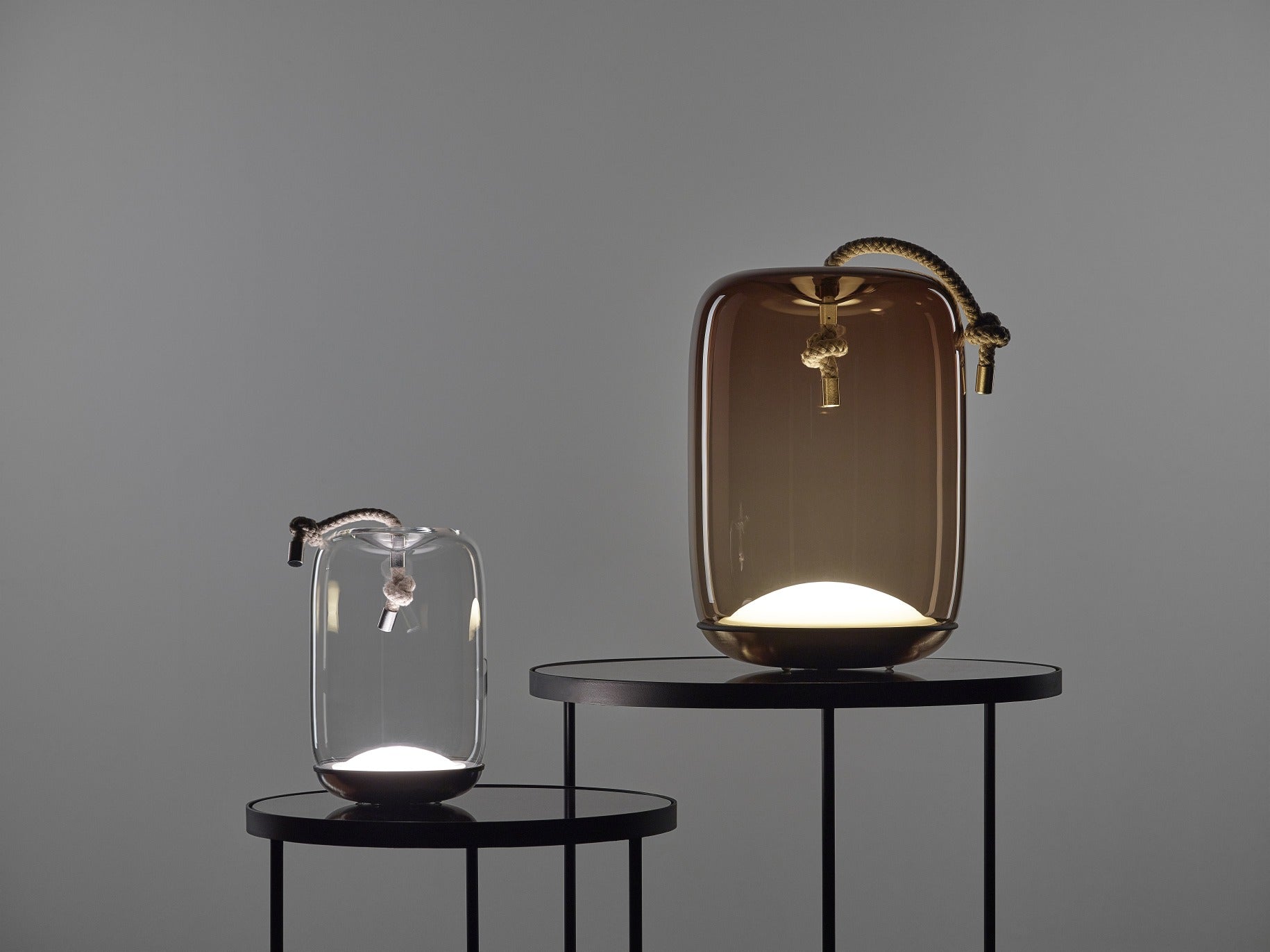 Prenosná lampa KNOT BATTERY - CILINDRO sklenená