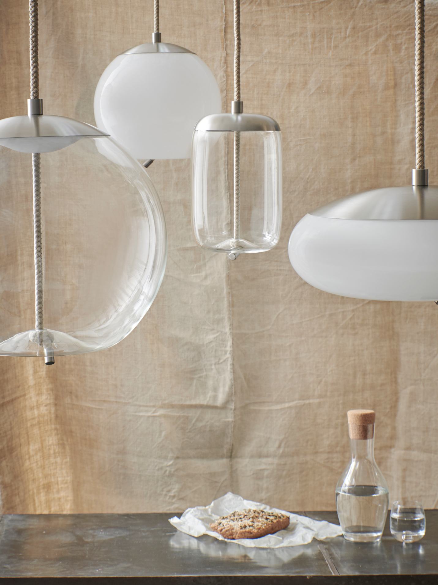 Wick hanging lamp - glass sphere