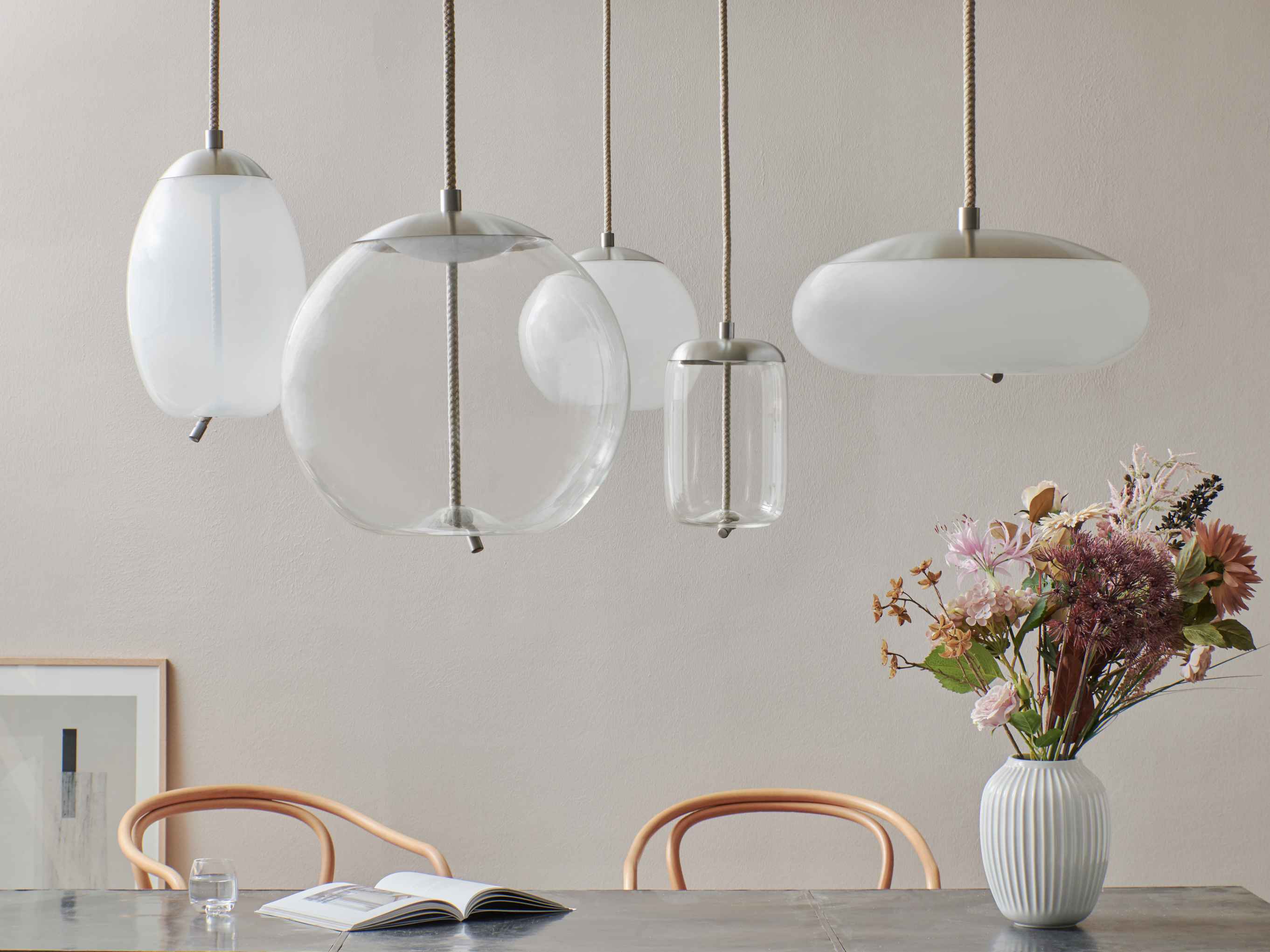 Wick hanging lamp - glass sphere