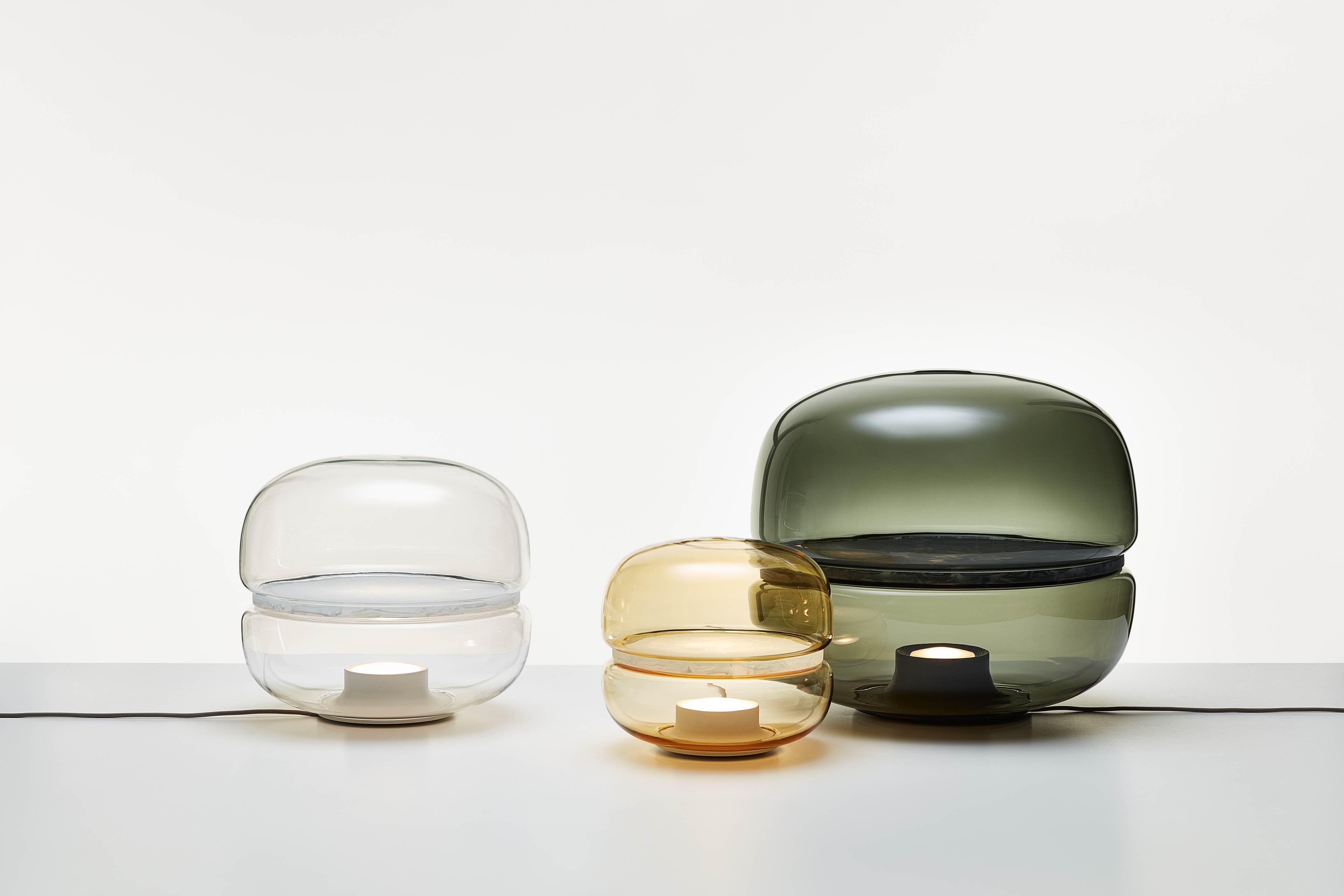 Macaron L table lamp inflatable glass with onyx