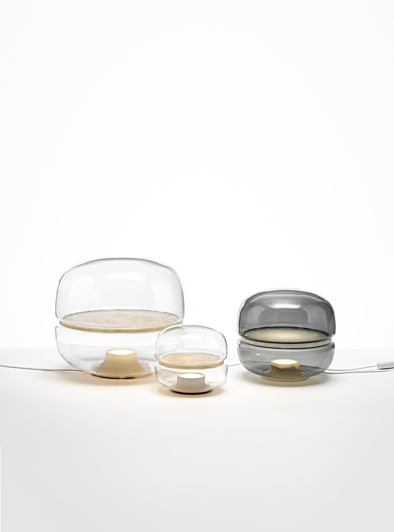 Macaron L table lamp inflatable glass with onyx