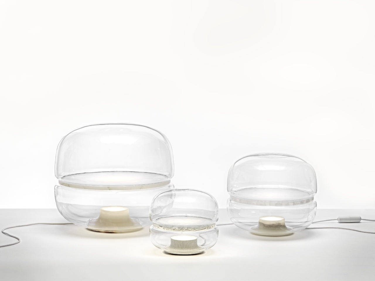 Macaron L table lamp inflatable glass with onyx
