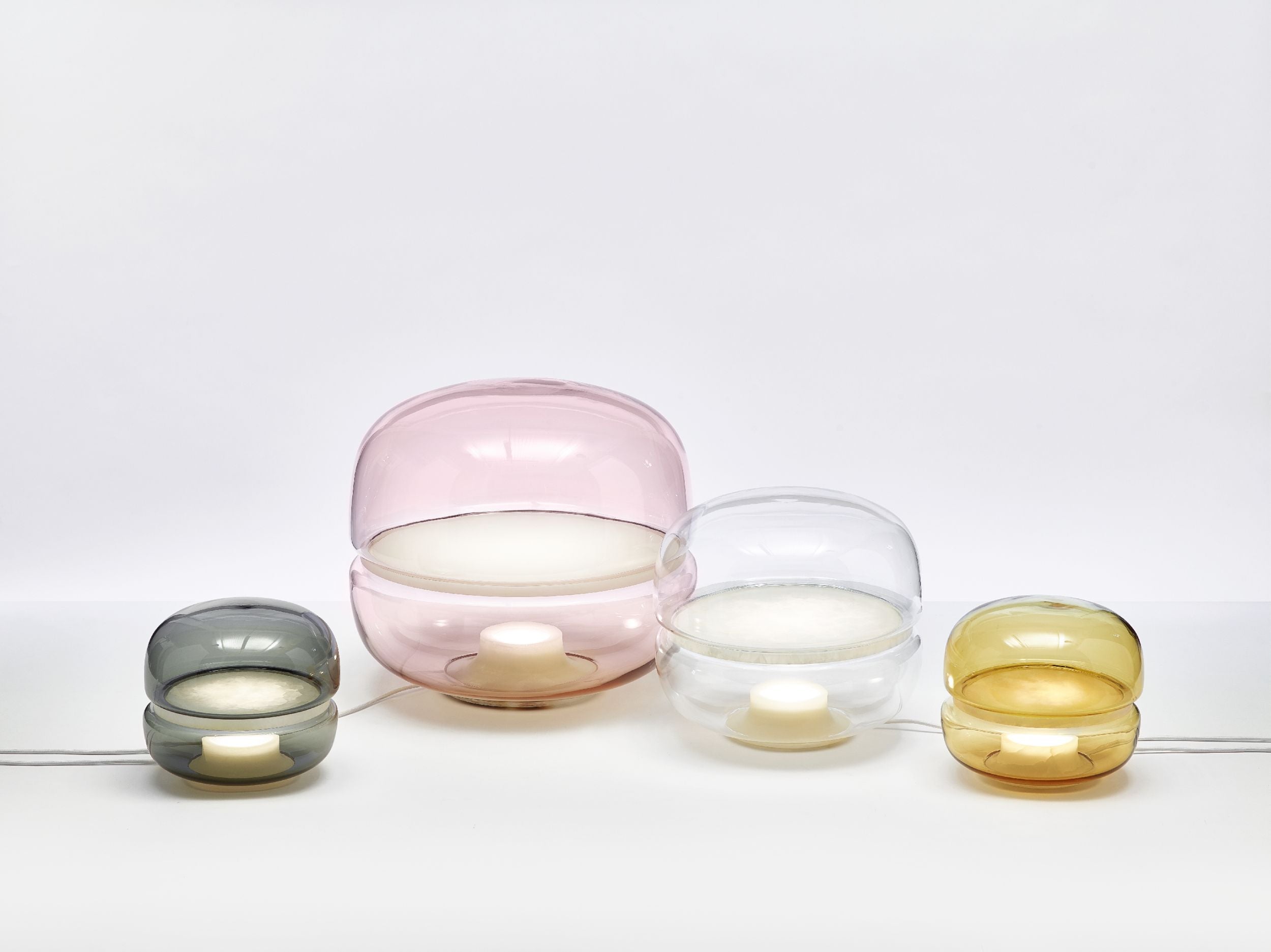 Macaron L table lamp inflatable glass with onyx