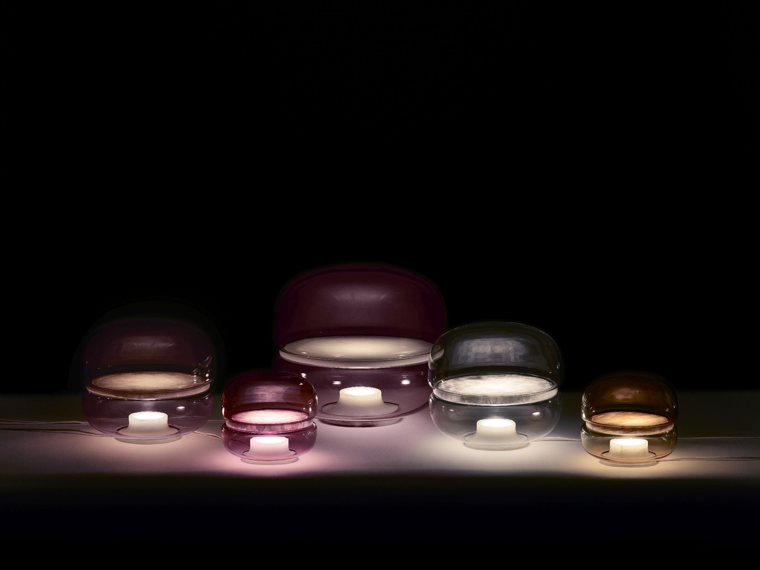 Macaron L table lamp inflatable glass with onyx