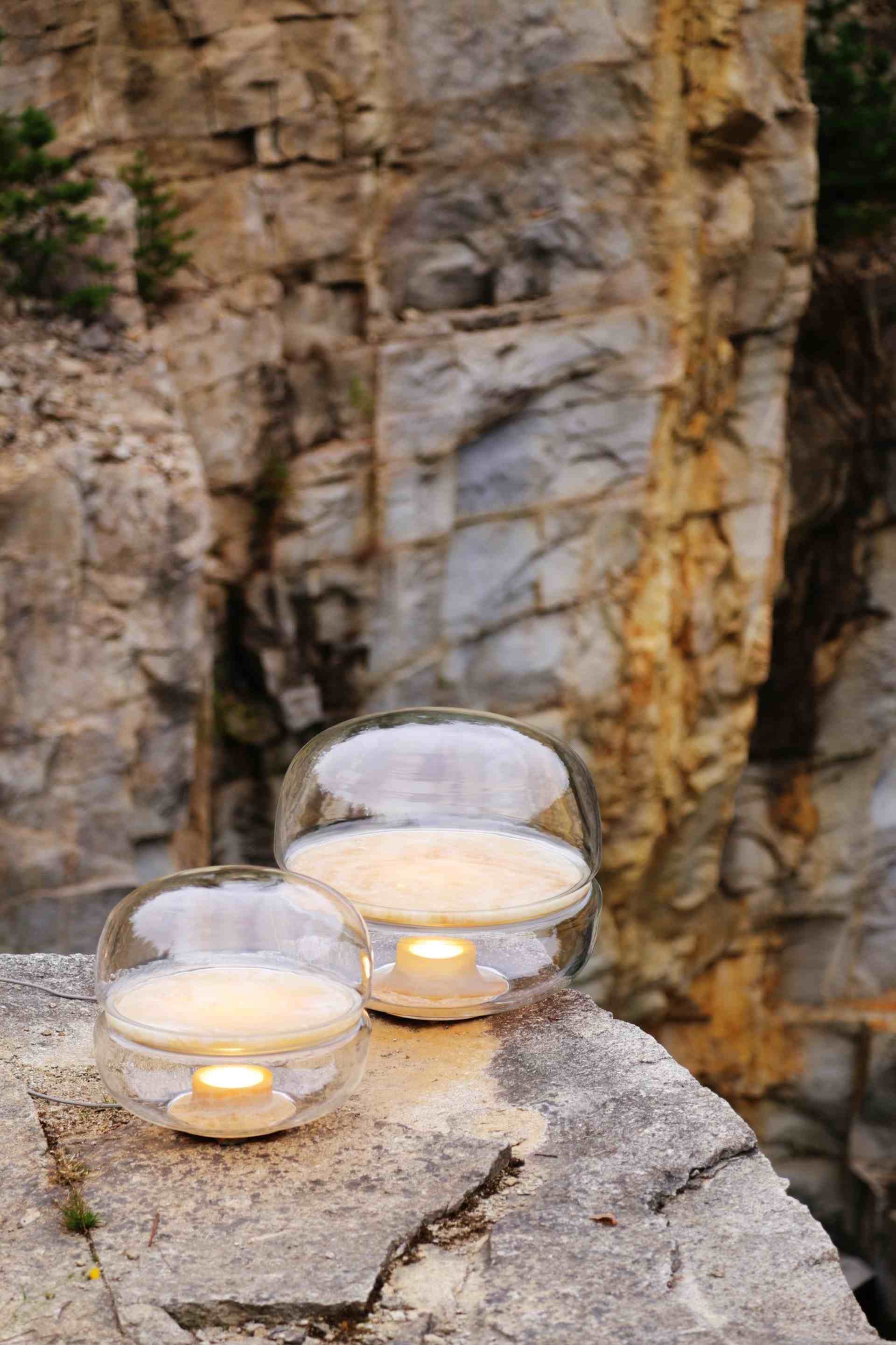 Macaron L table lamp inflatable glass with onyx