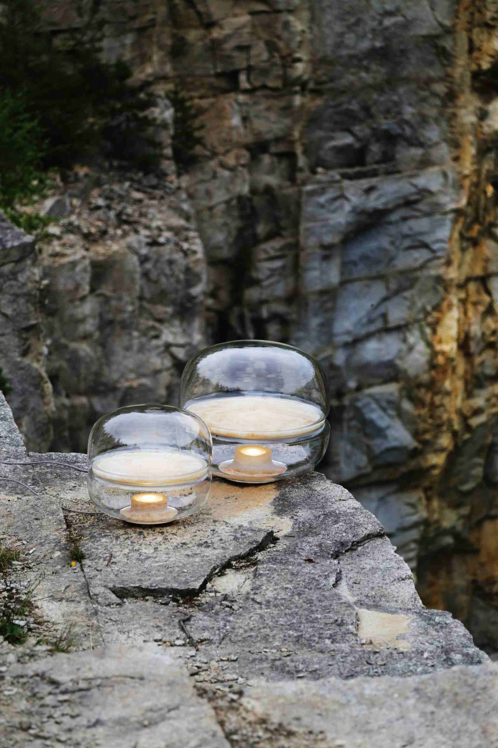 Macaron L table lamp inflatable glass with onyx