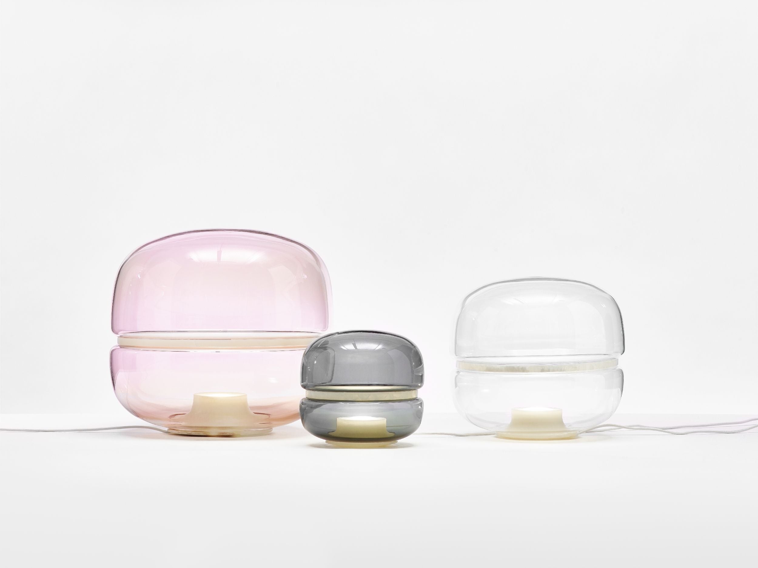 Macaron L table lamp inflatable glass with onyx