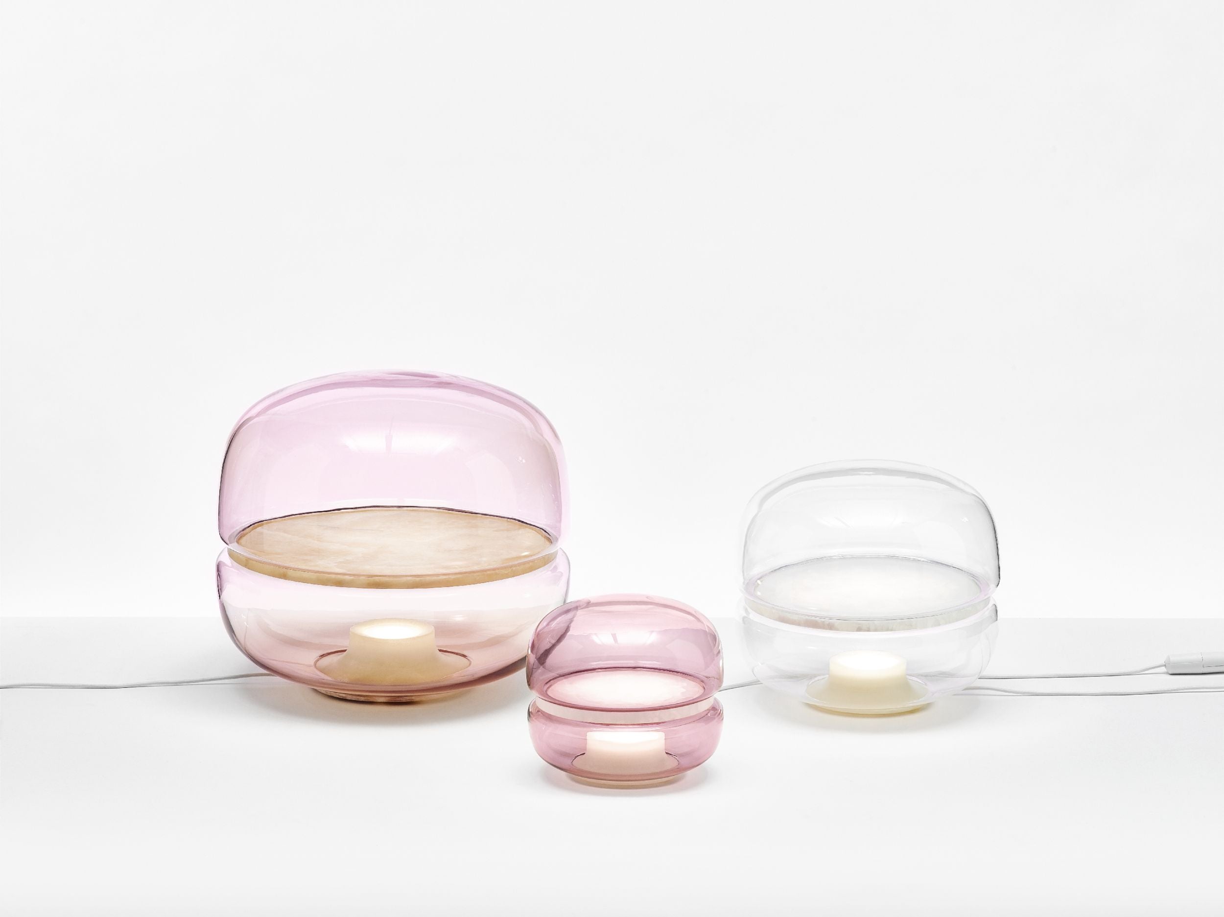 Macaron L table lamp inflatable glass with onyx