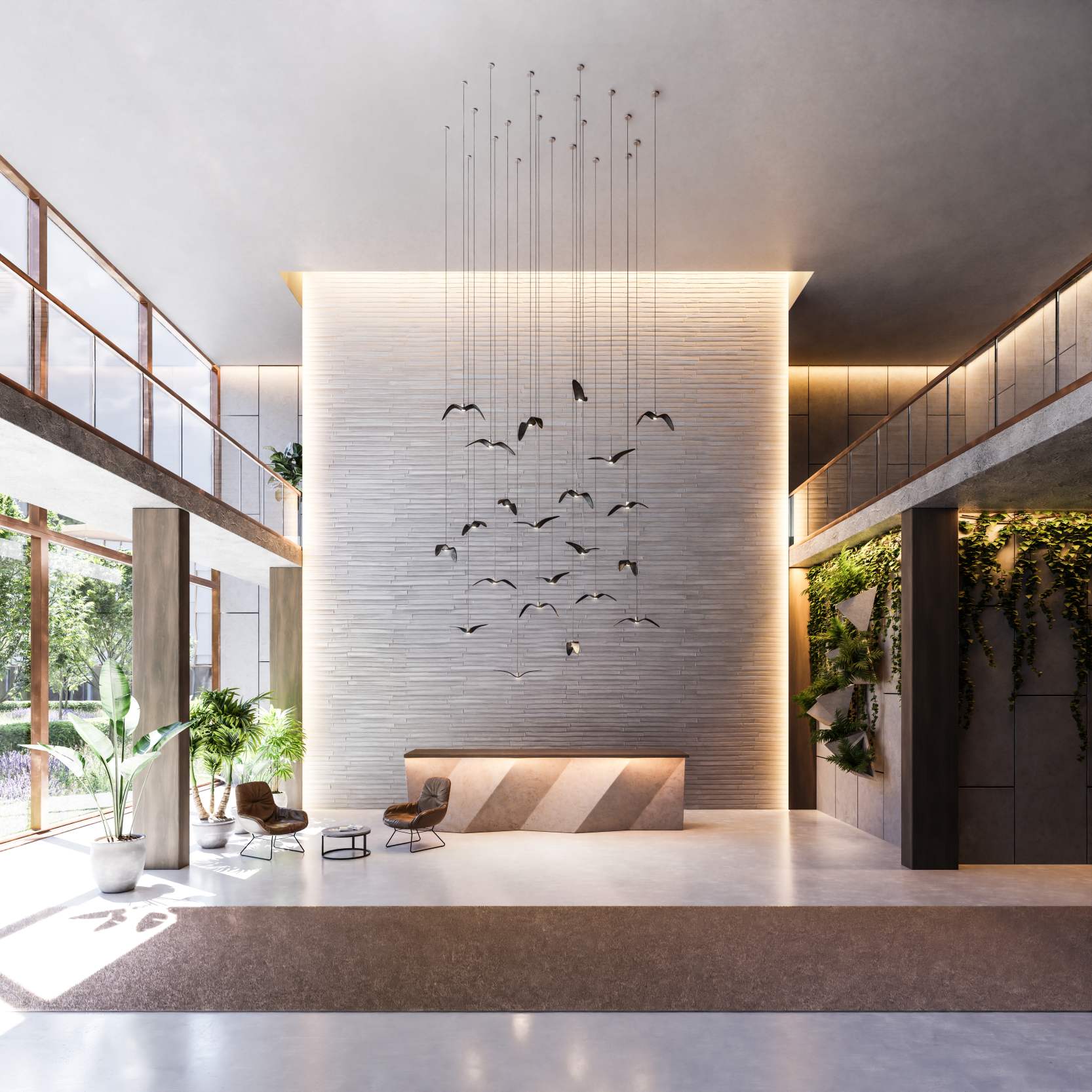 Hanging lamp Night birds glass