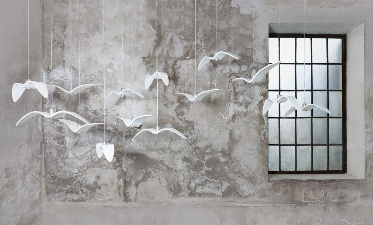 Hanging lamp Night birds glass