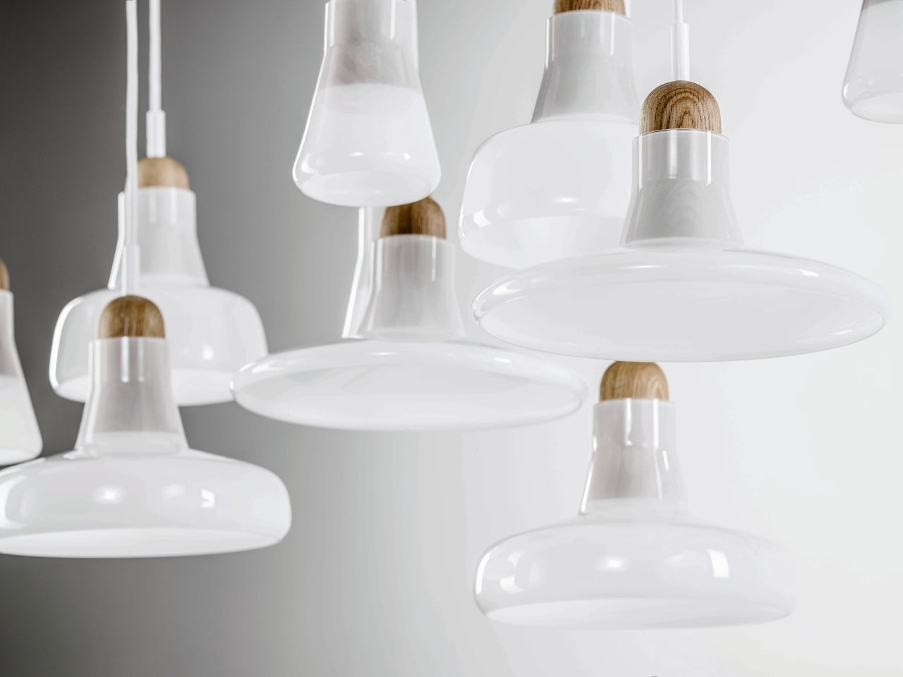 Závesná lampa SHADOWS - SET OBDĹŽNIKOVÁ VEĽKÁ sklo lesklé