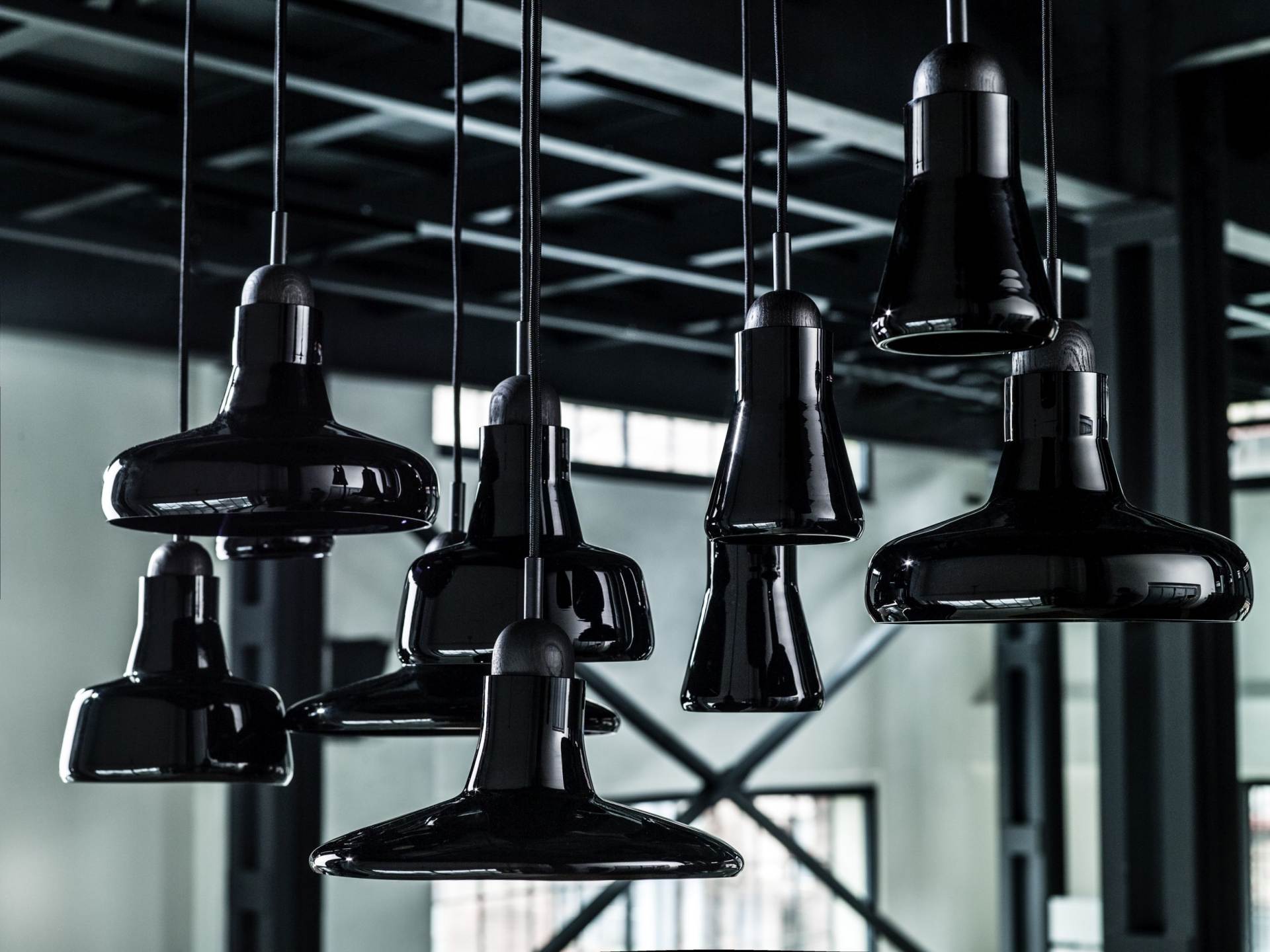 Závesná lampa SHADOWS - SET OBDĹŽNIKOVÁ VEĽKÁ sklo lesklé