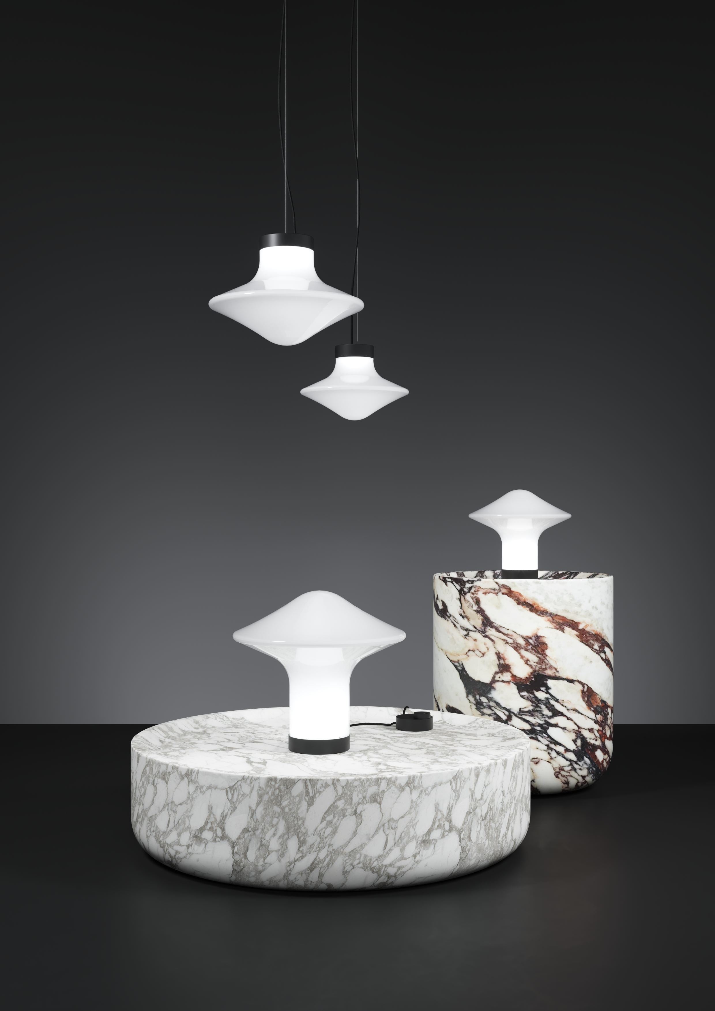 Stolná lampa TROTTOLA sklo fúkané
