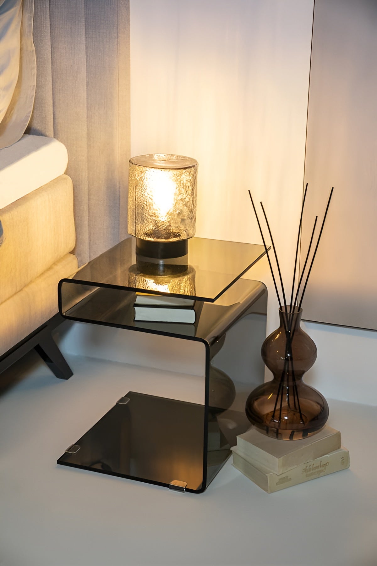 SHADOW Side Table Brown Glass