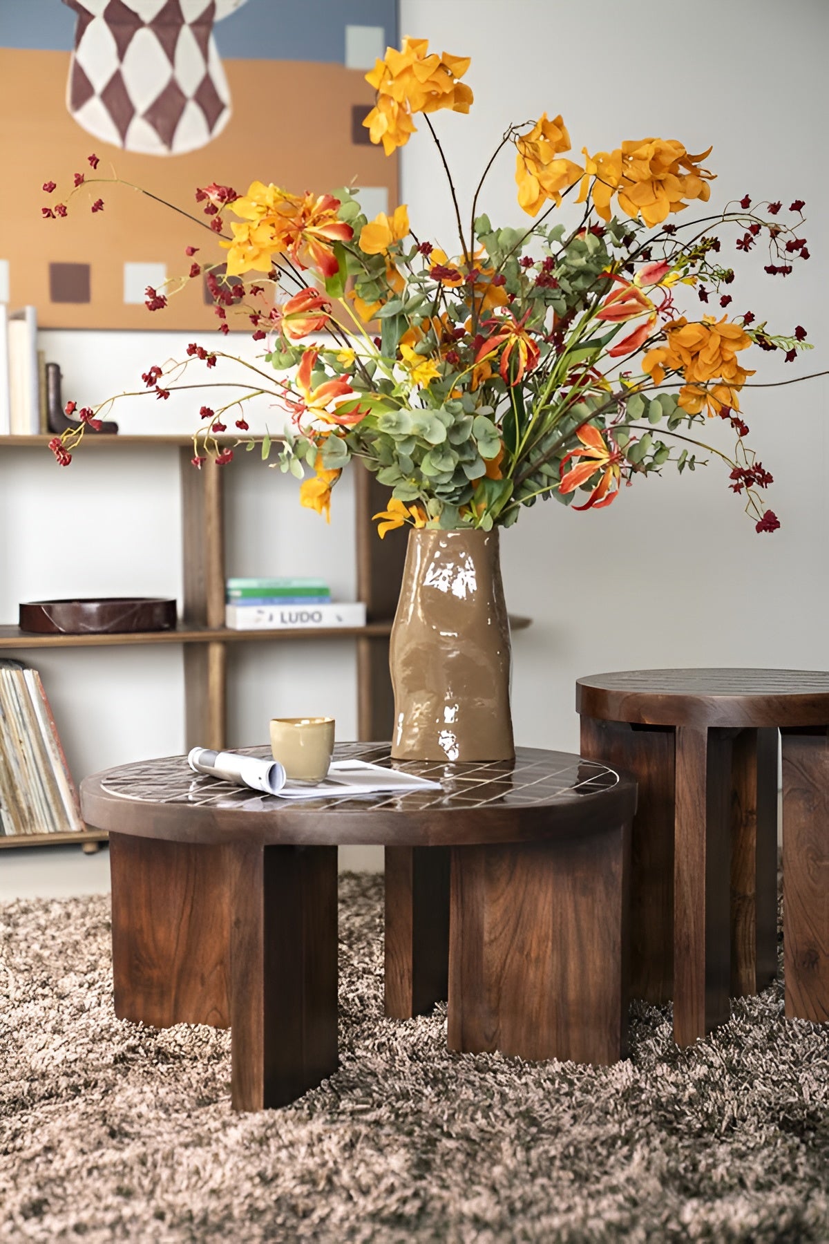 TILED UP Coffee Table Dark Brown Mango Wood