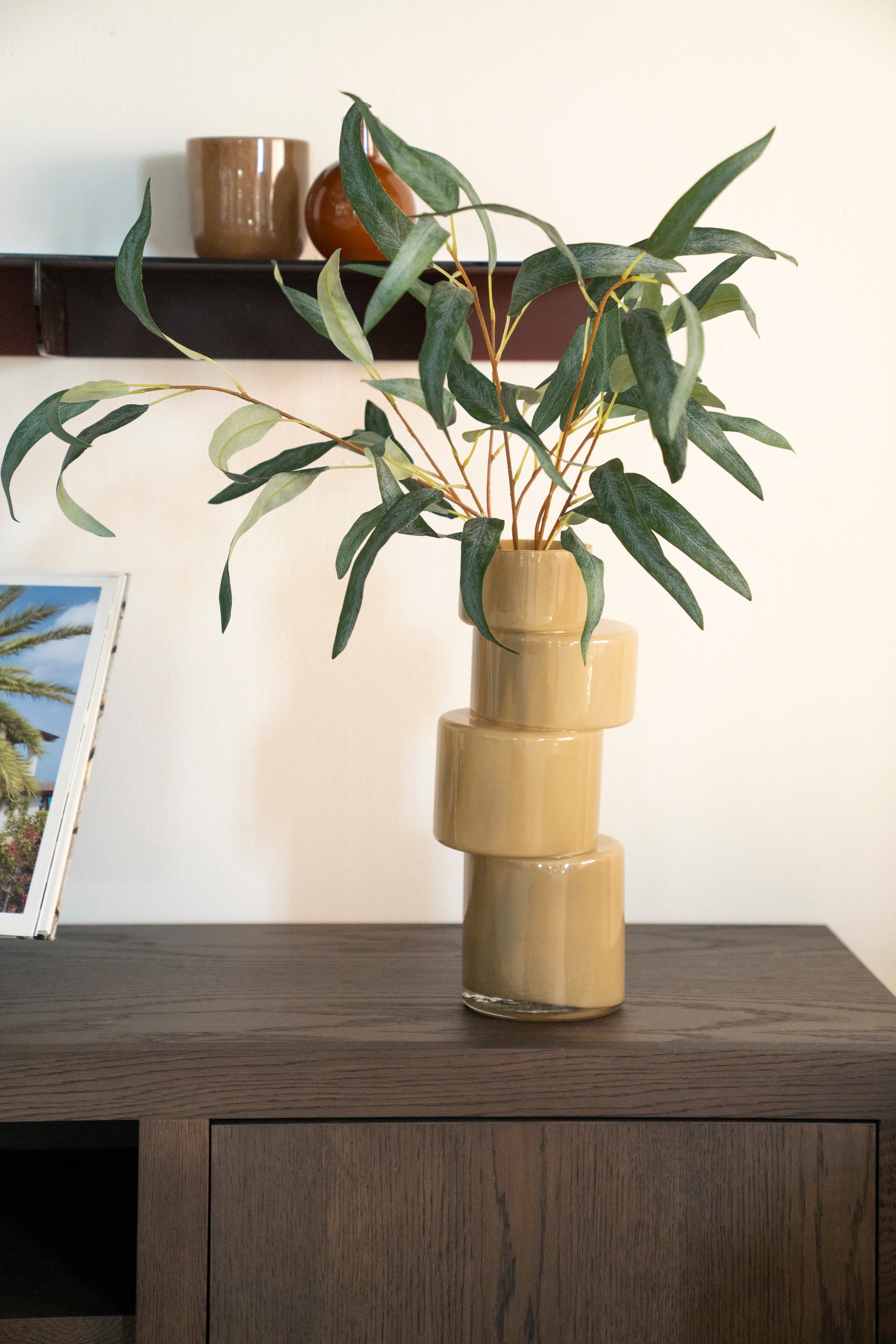 Sklenená váza PILA béžová