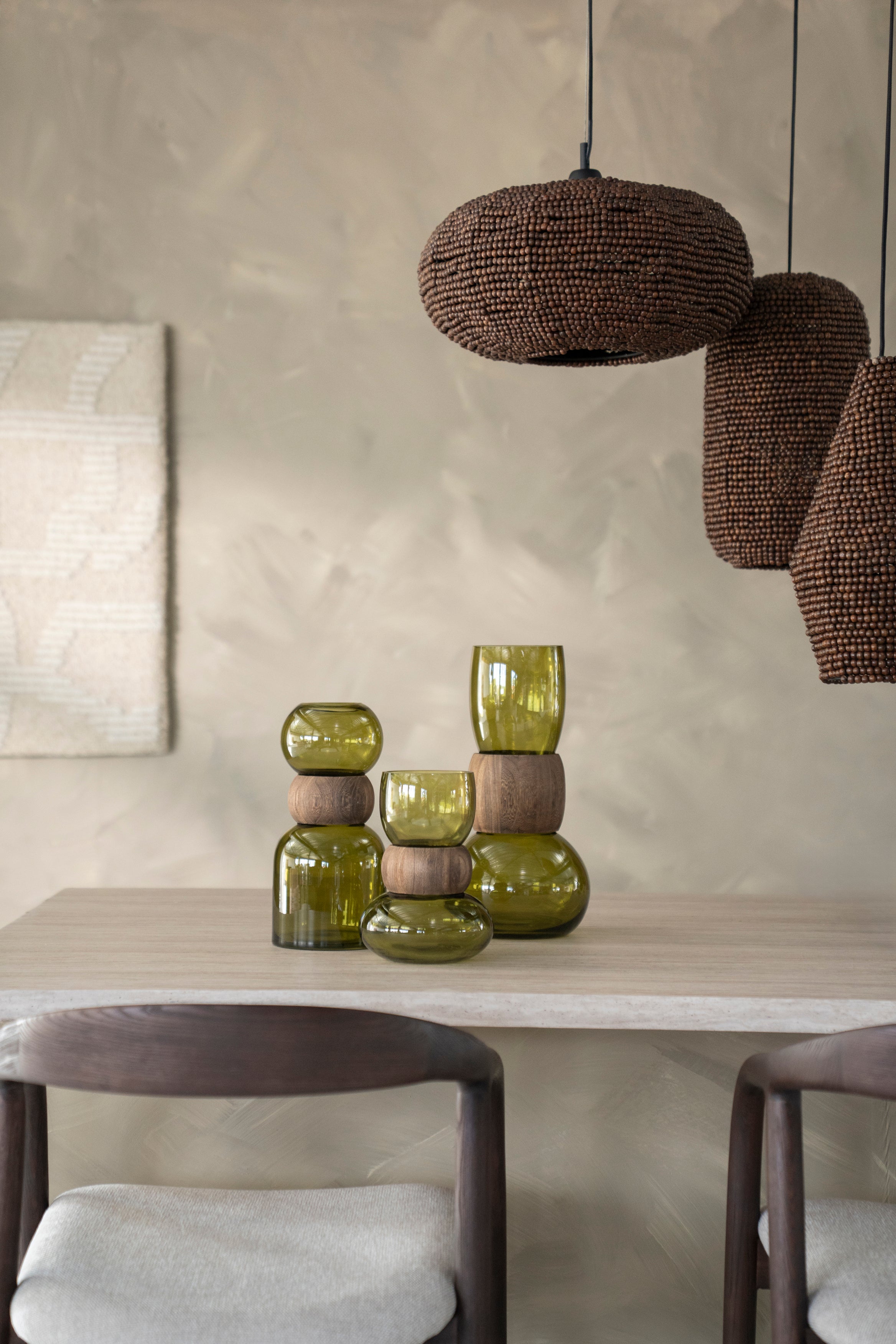 Váza VERRA béžové sklo s drevom