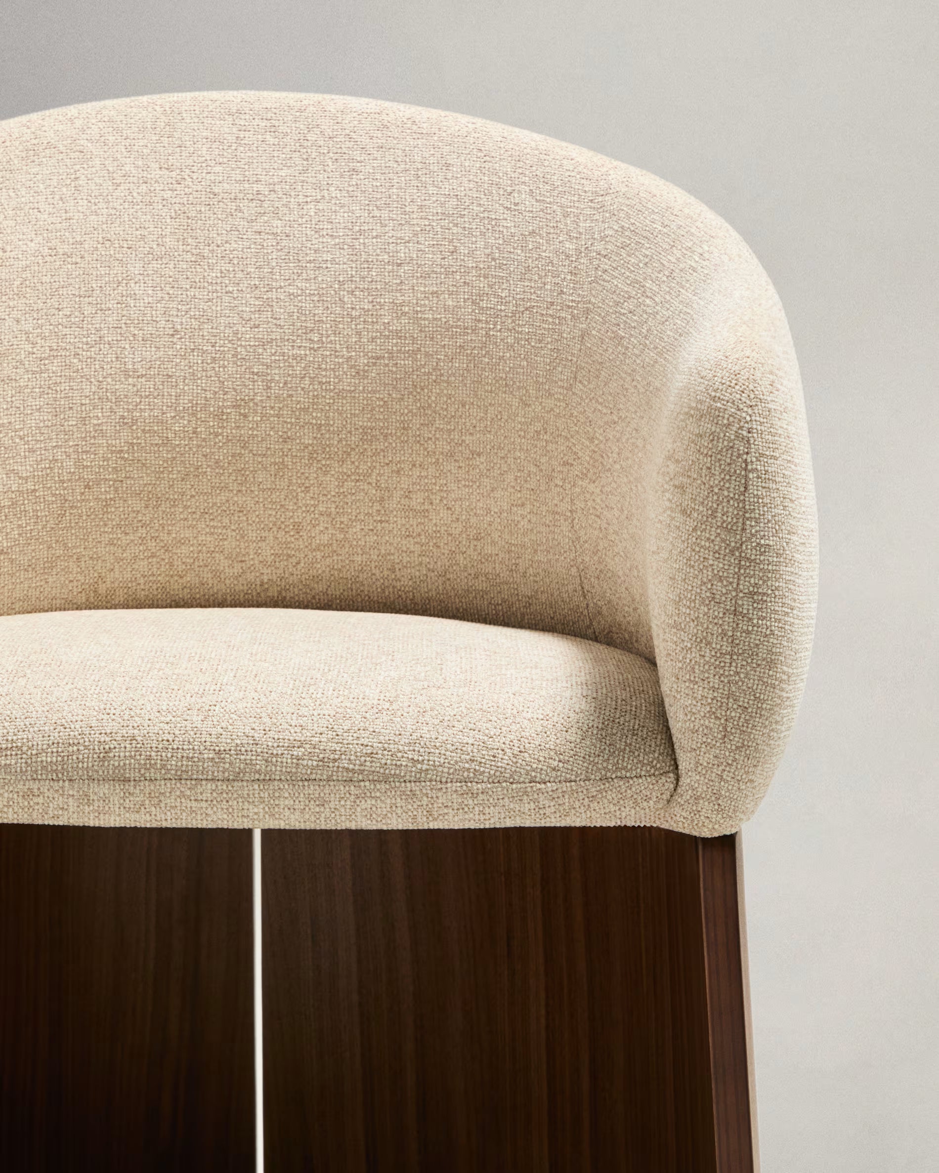 BOSCA chair beige chenille with walnut veneer base