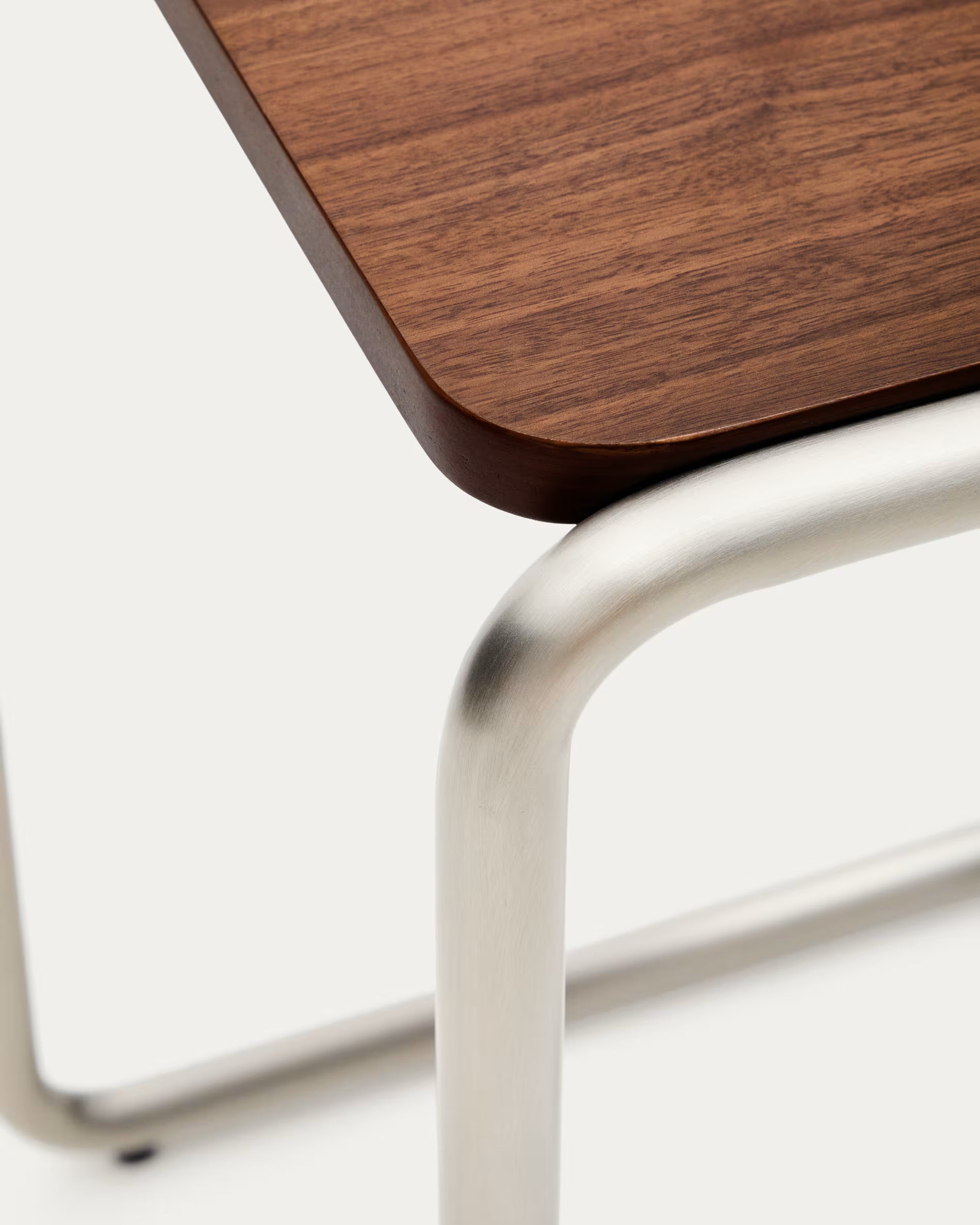 TARSEL dark brown side table with walnut veneer and steel base