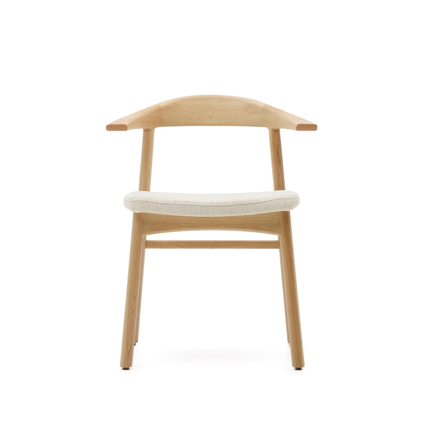 Stolička TIMONS béžový šenil s dubovým podstavcom