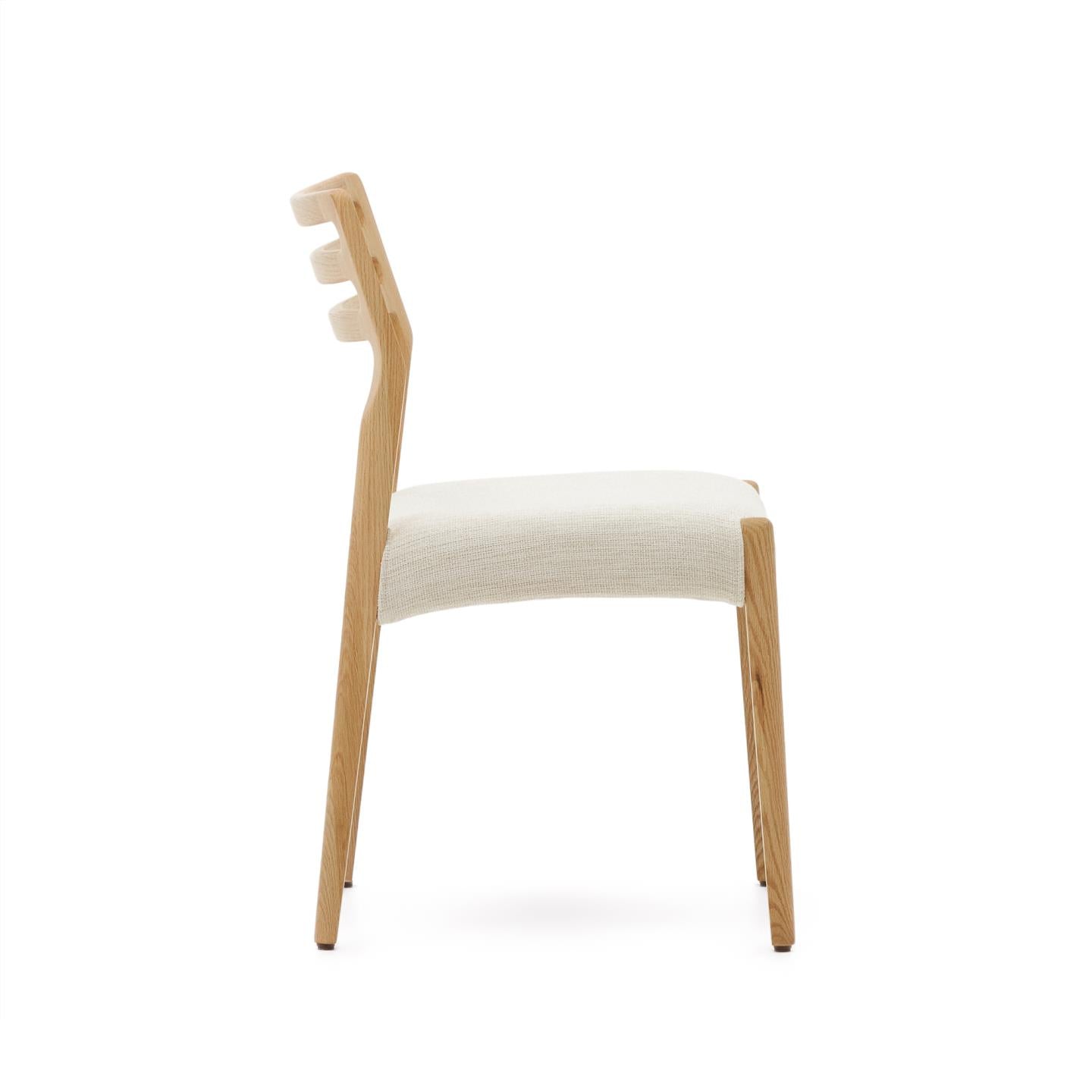 Stolička CUDIA béžový šenil s dubovou základňou