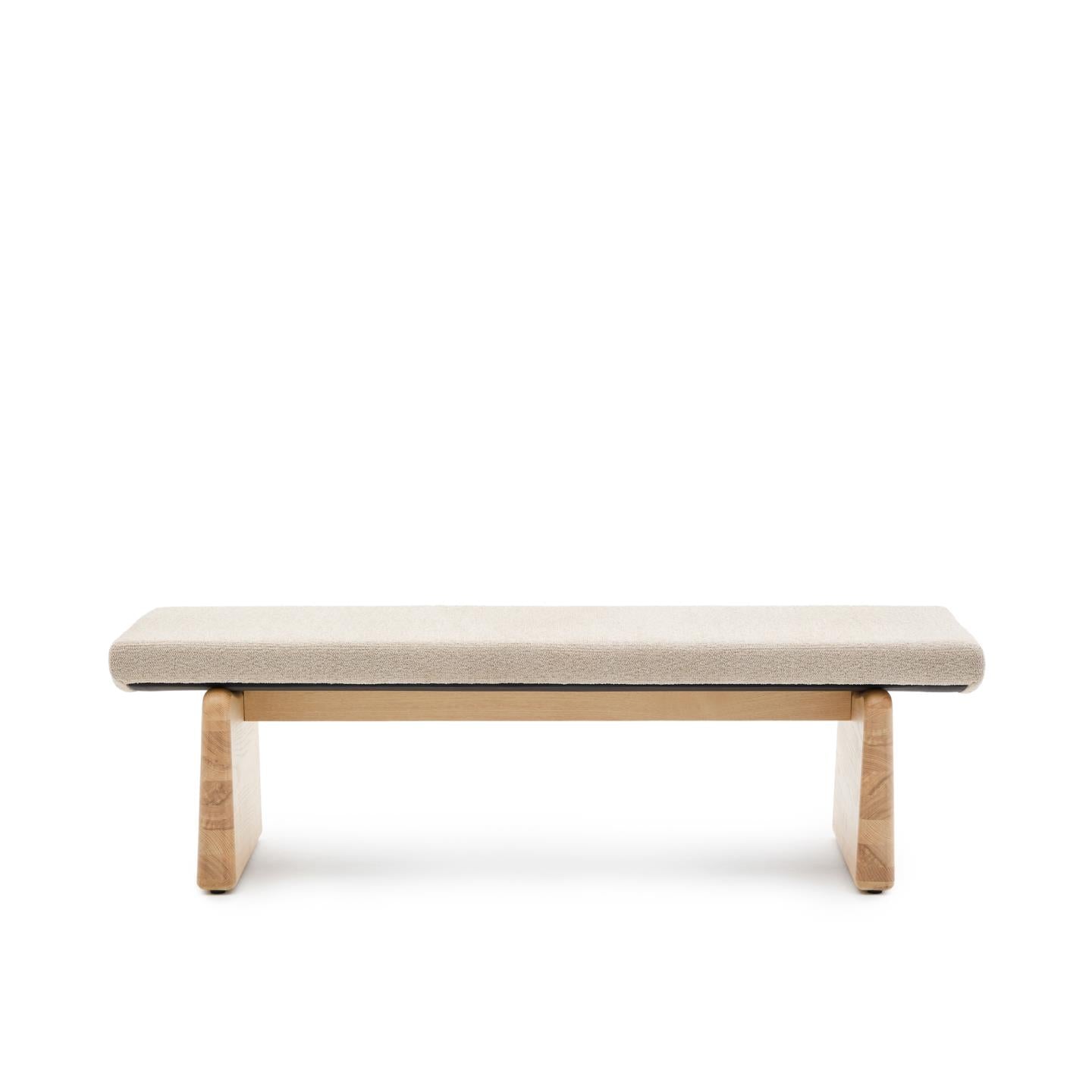 TOPAZ bench in beige chenille with an ash base