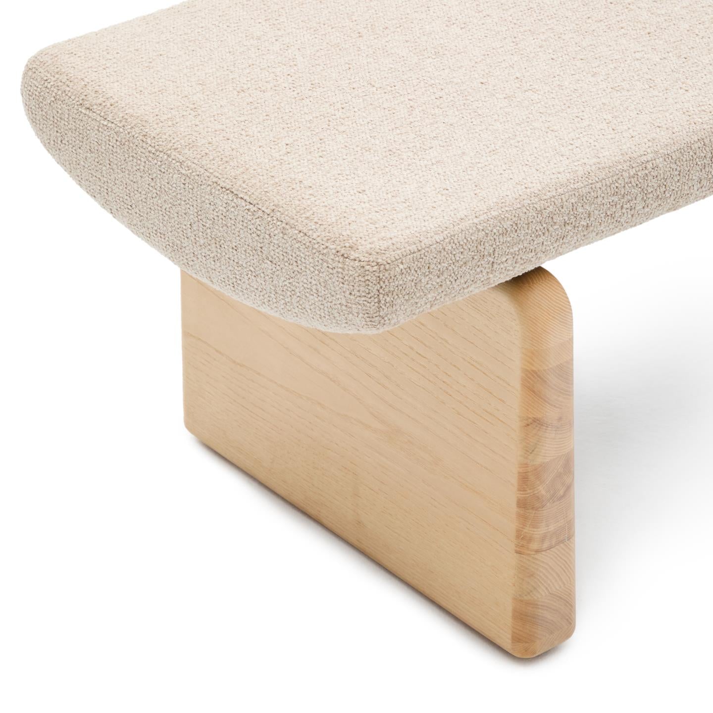 TOPAZ bench in beige chenille with an ash base