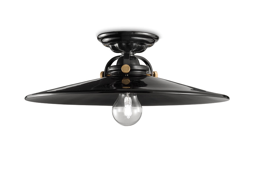 B&W black ceramic ceiling lamp with brass finish