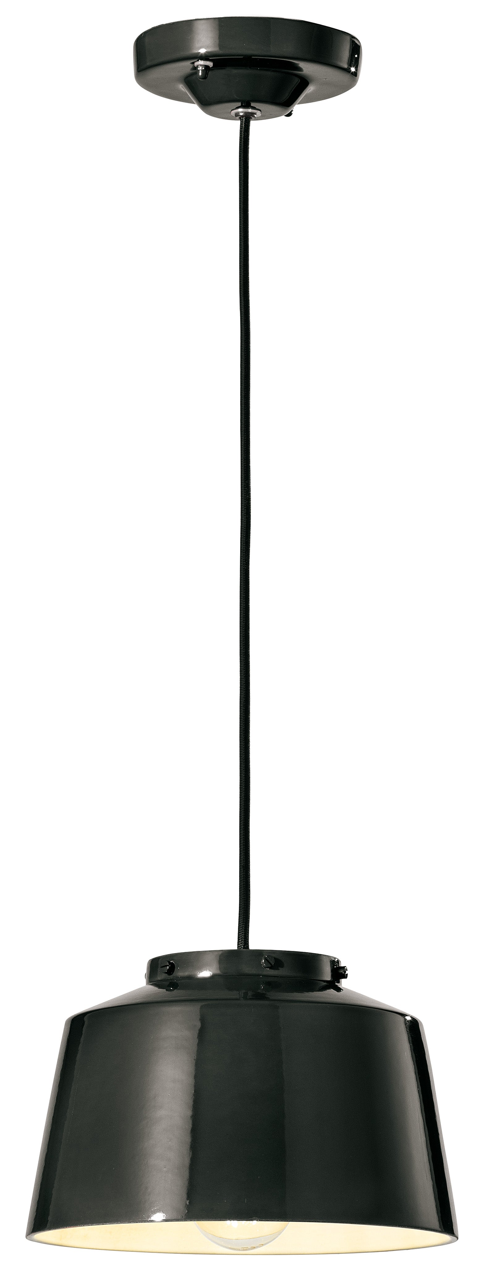 Závesná keramická lampa 50. rokov čierna