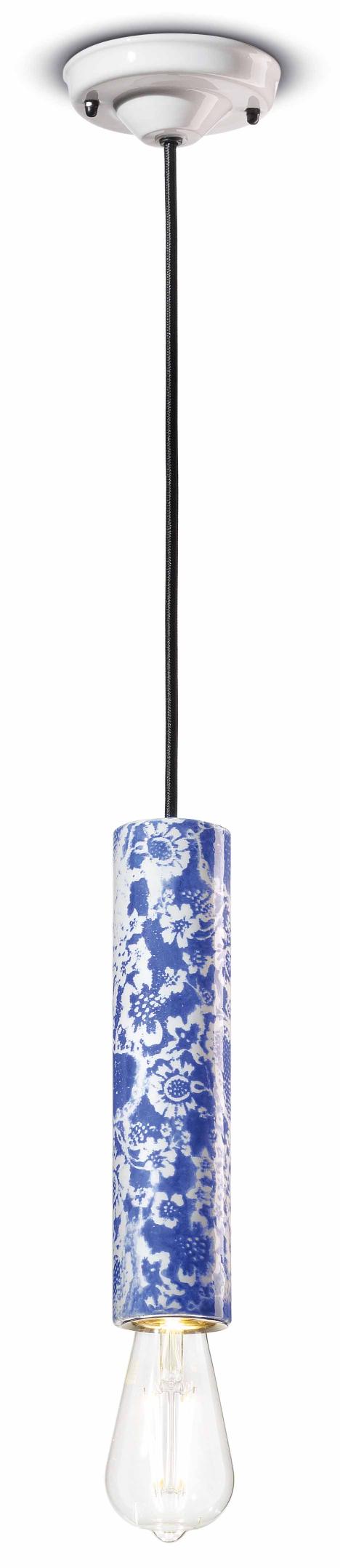 Závesná keramická lampa PI modré kvety