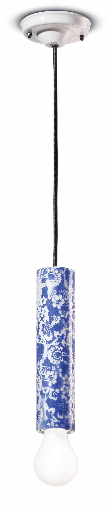 Závesná keramická lampa PI modré kvety