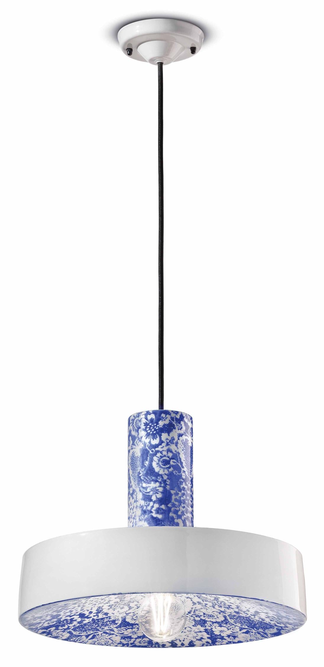 Závesná keramická lampa PI modré kvety