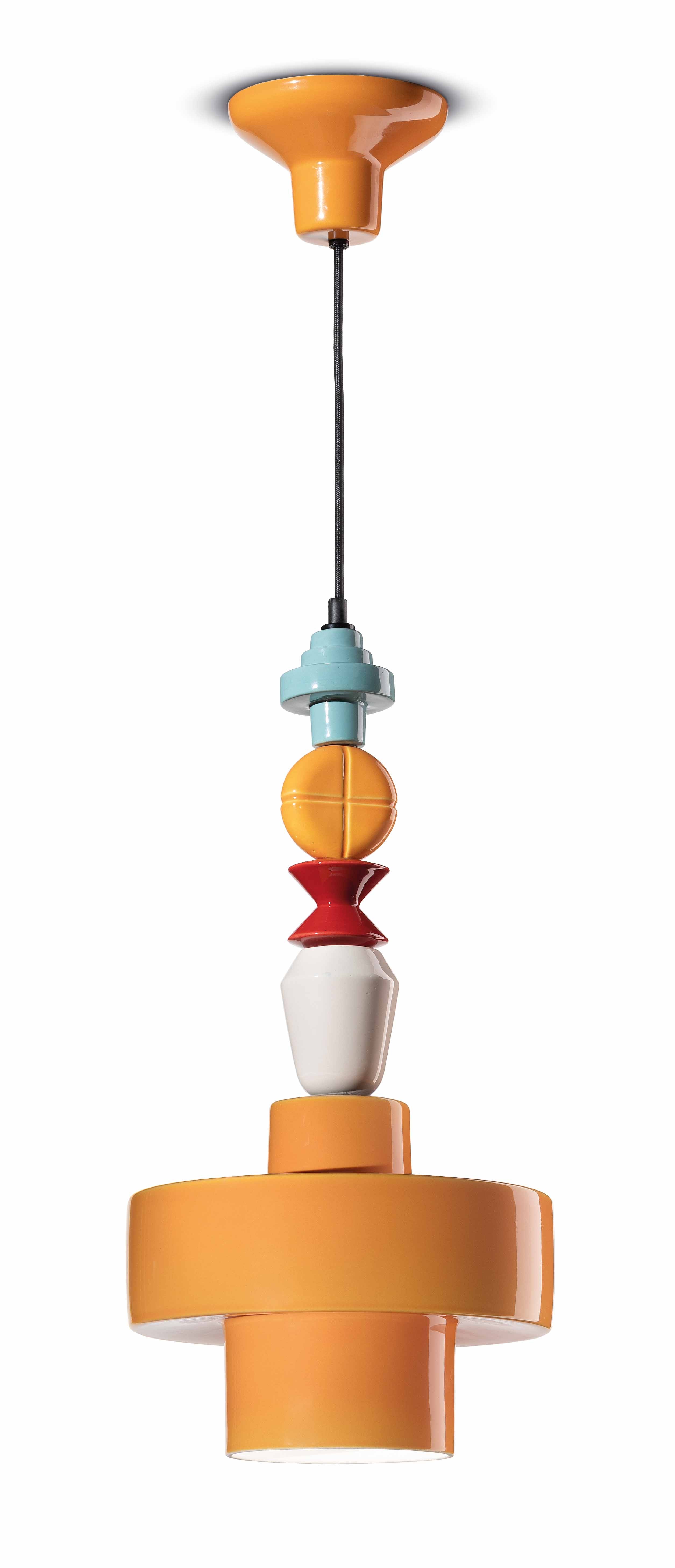 LARIAT ROLL ceramic pendant lamp yellow