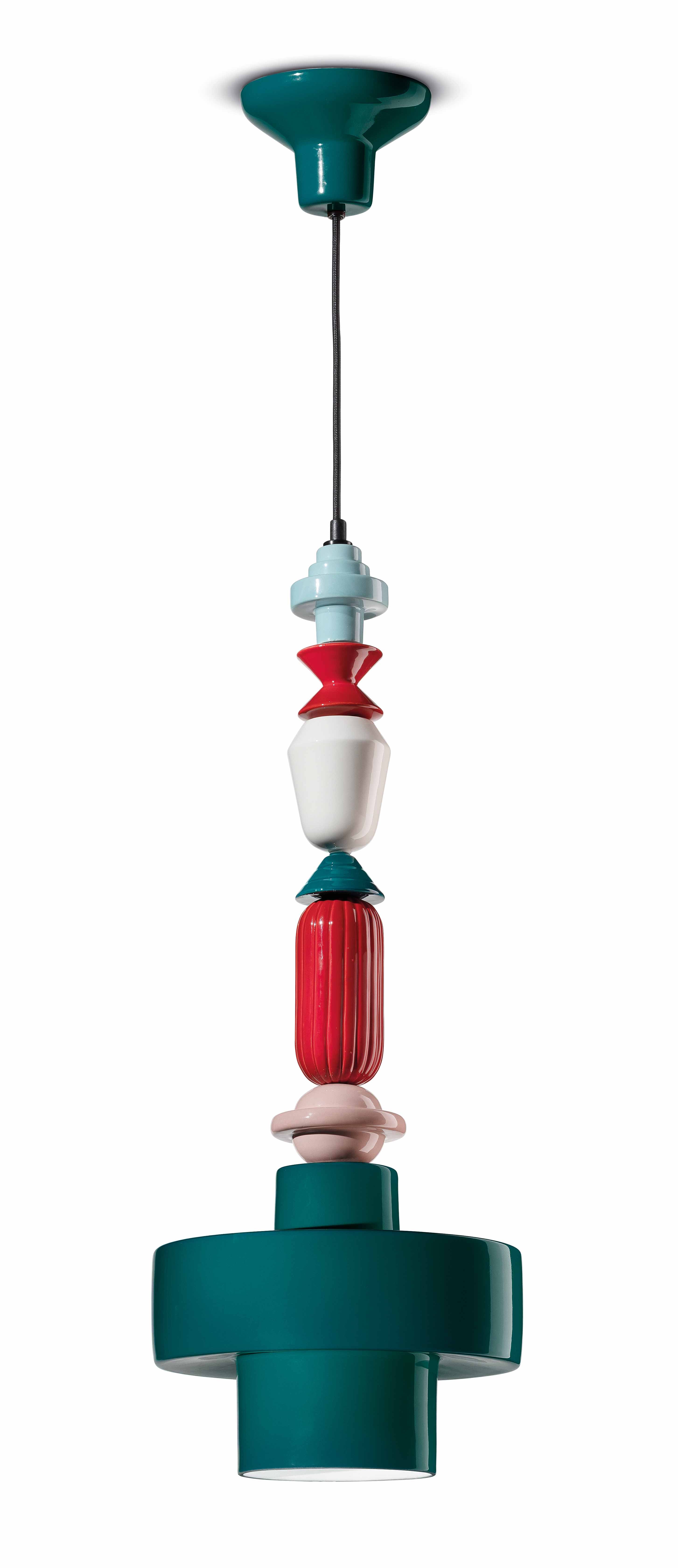 Závesná keramická lampa LARIAT ROLL modrá petrol