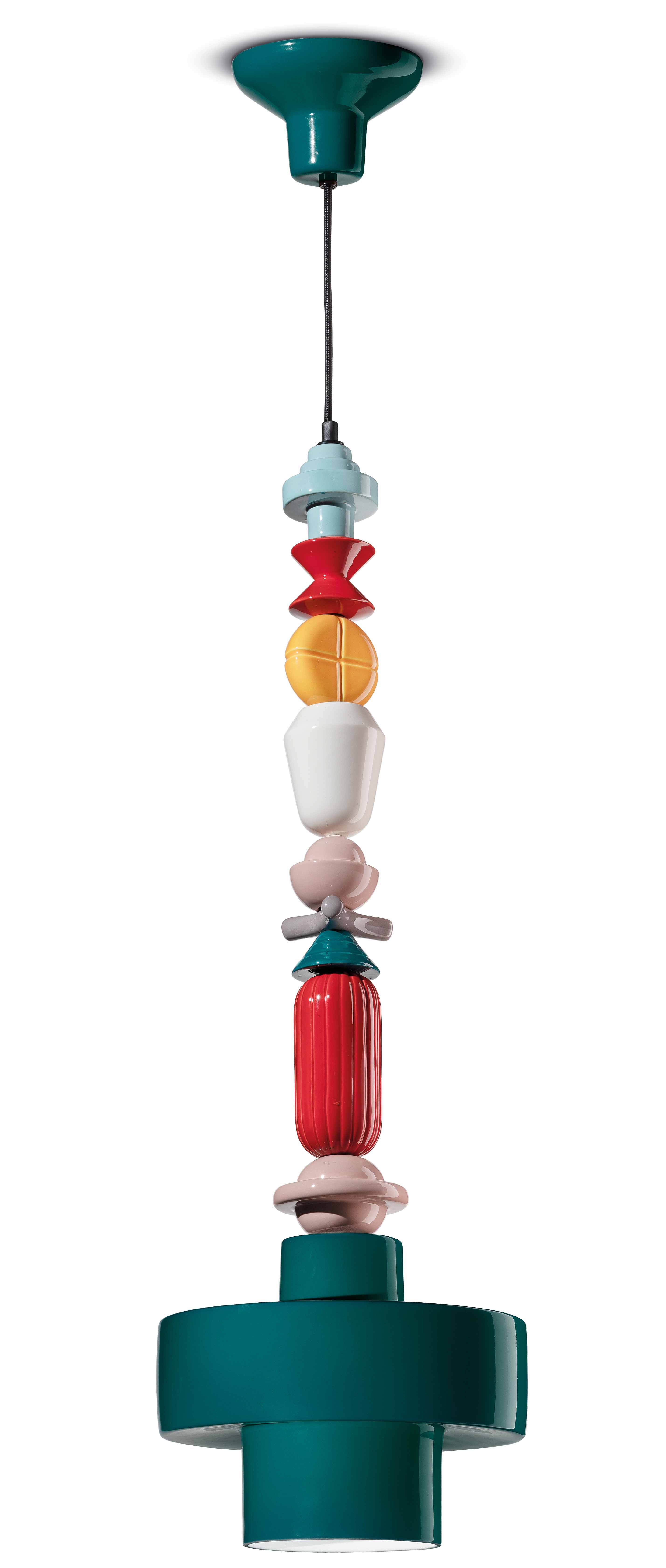 Závesná keramická lampa LARIAT ROLL modrá petrol