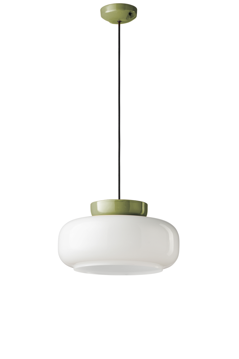 Závesná keramická lampa MARACANÀ mliečna so šalviou