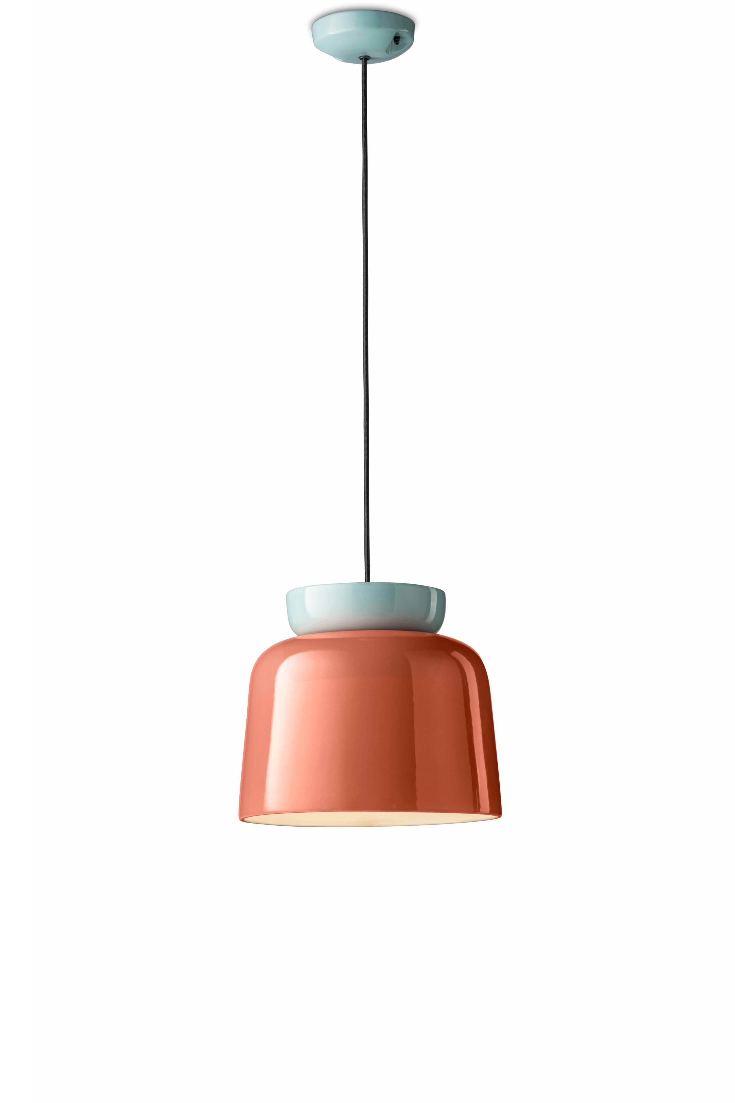 Závesná keramická lampa CORCOVADO oranžová s modrou