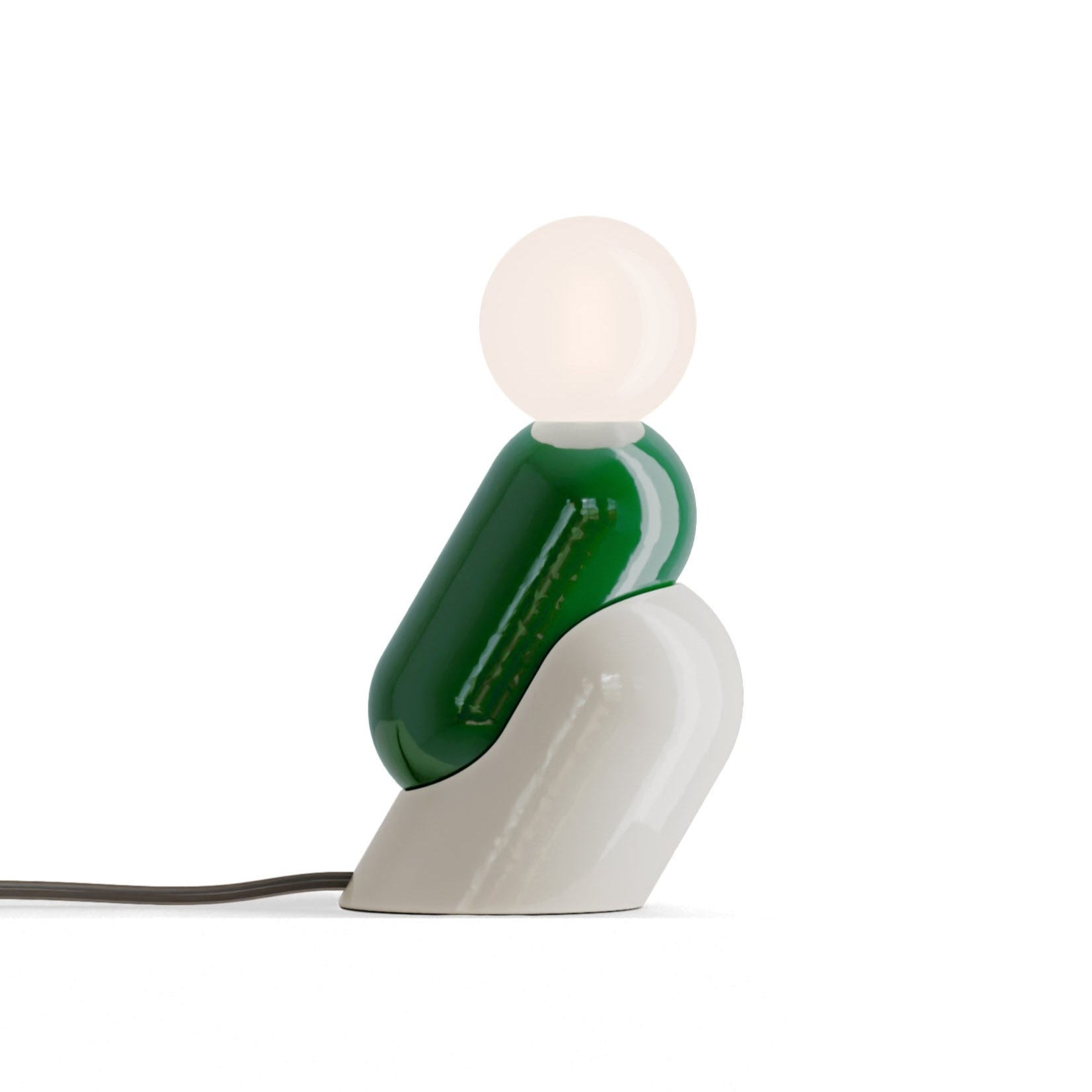 Keramická stolná lampa TATA šalviová zelená s krémovou