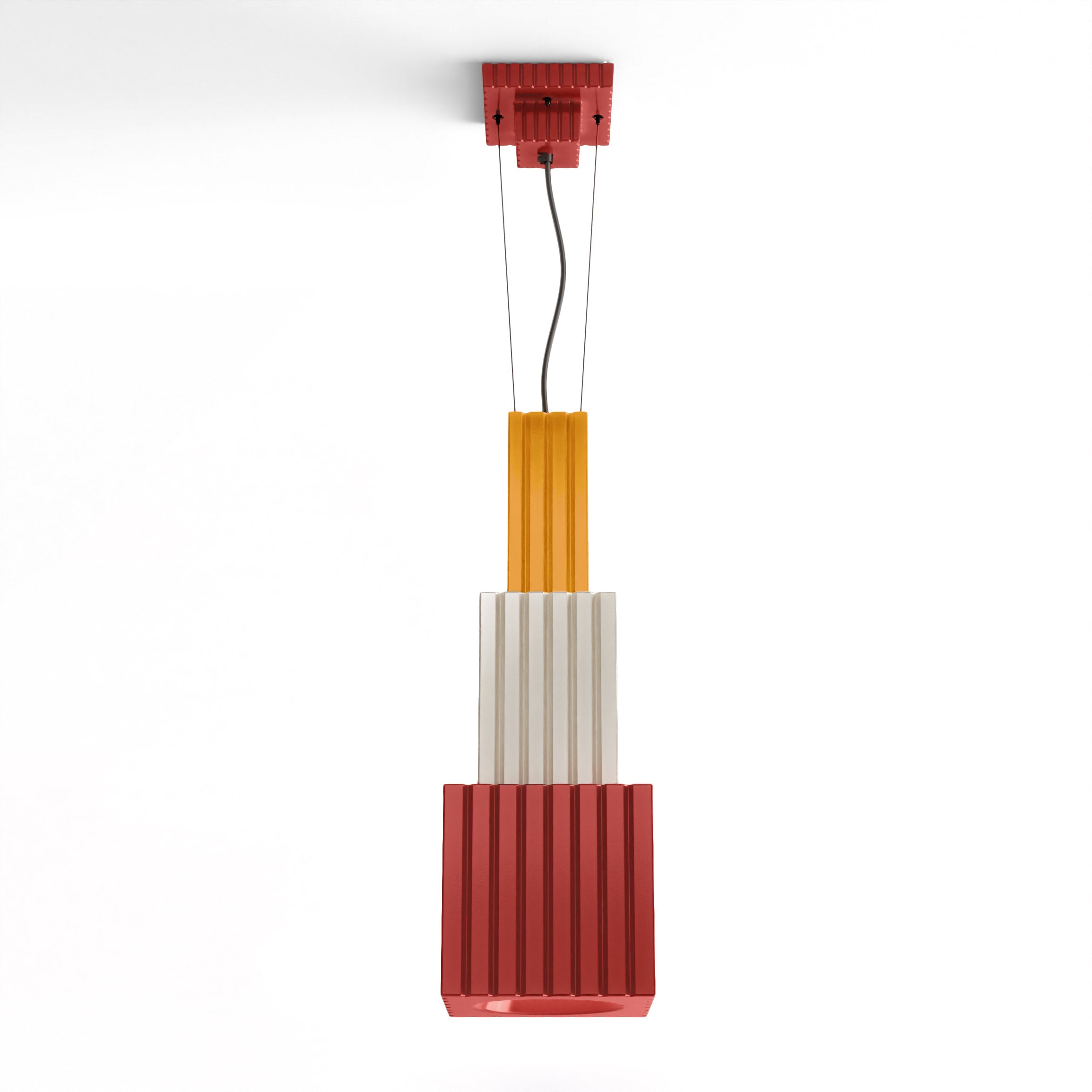 Závesná keramická lampa METRA oranžová s krémovou a žltou