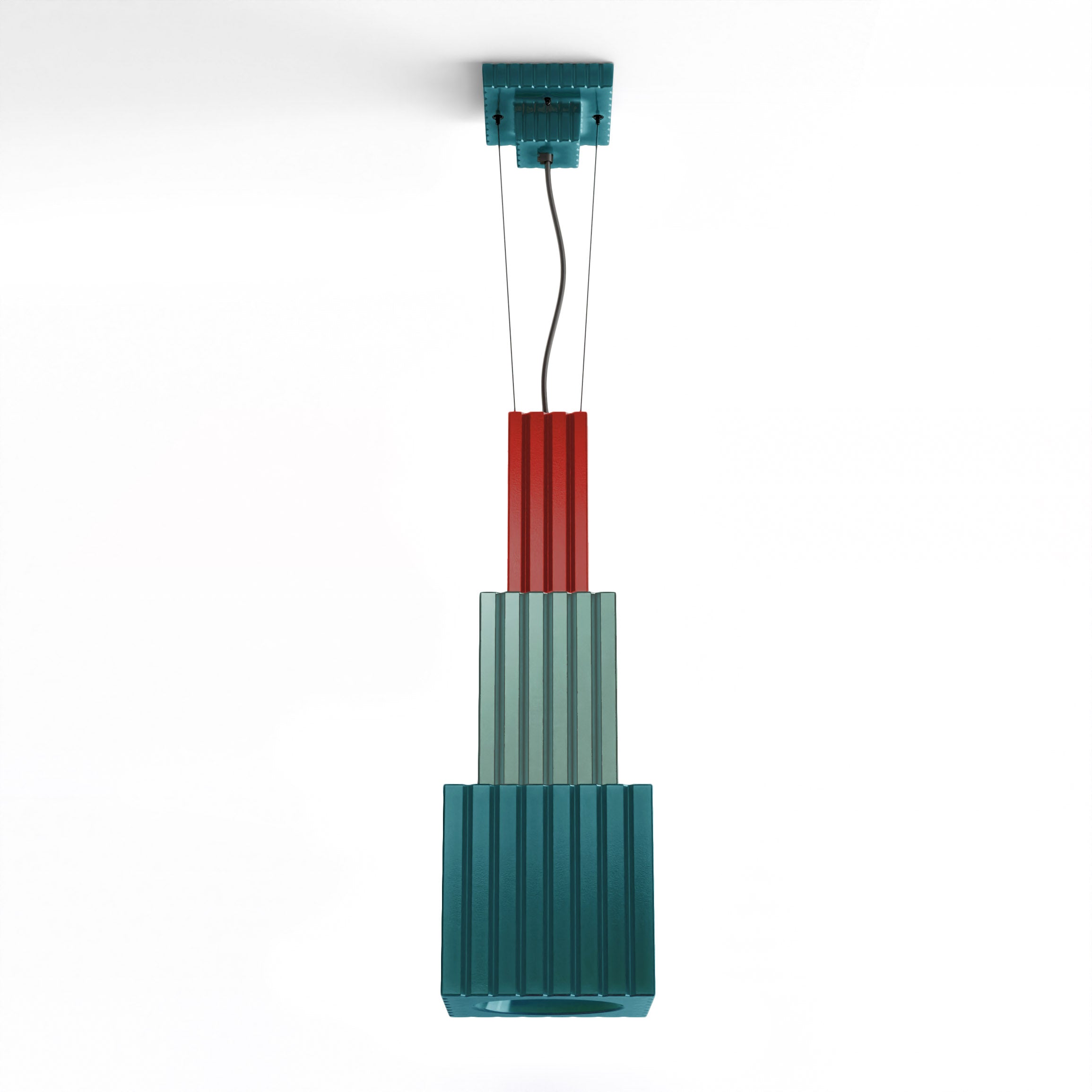 Závesná keramická lampa METRA modrá s oranžovou