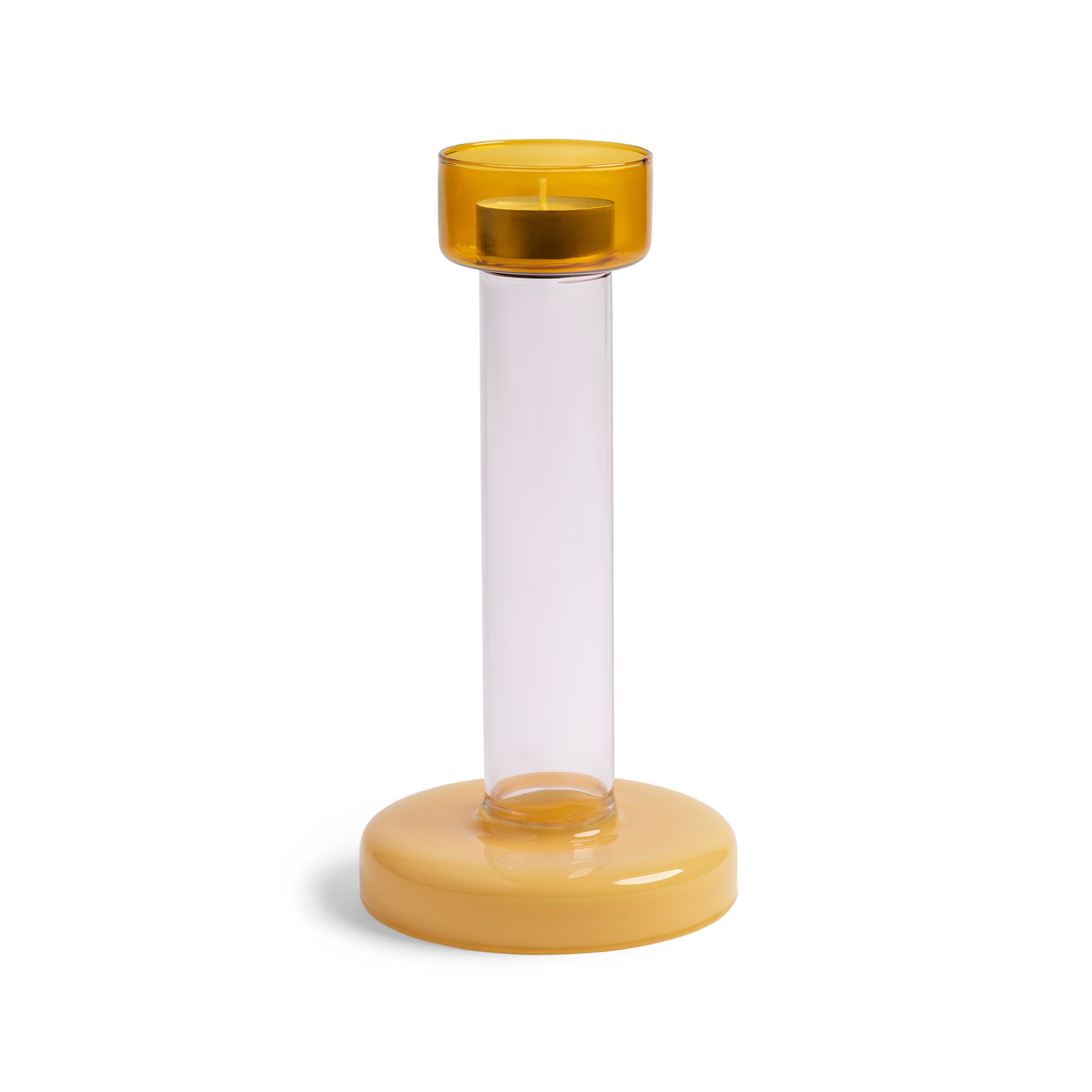 Svietnik na tealight BOLE žltý s ružovým