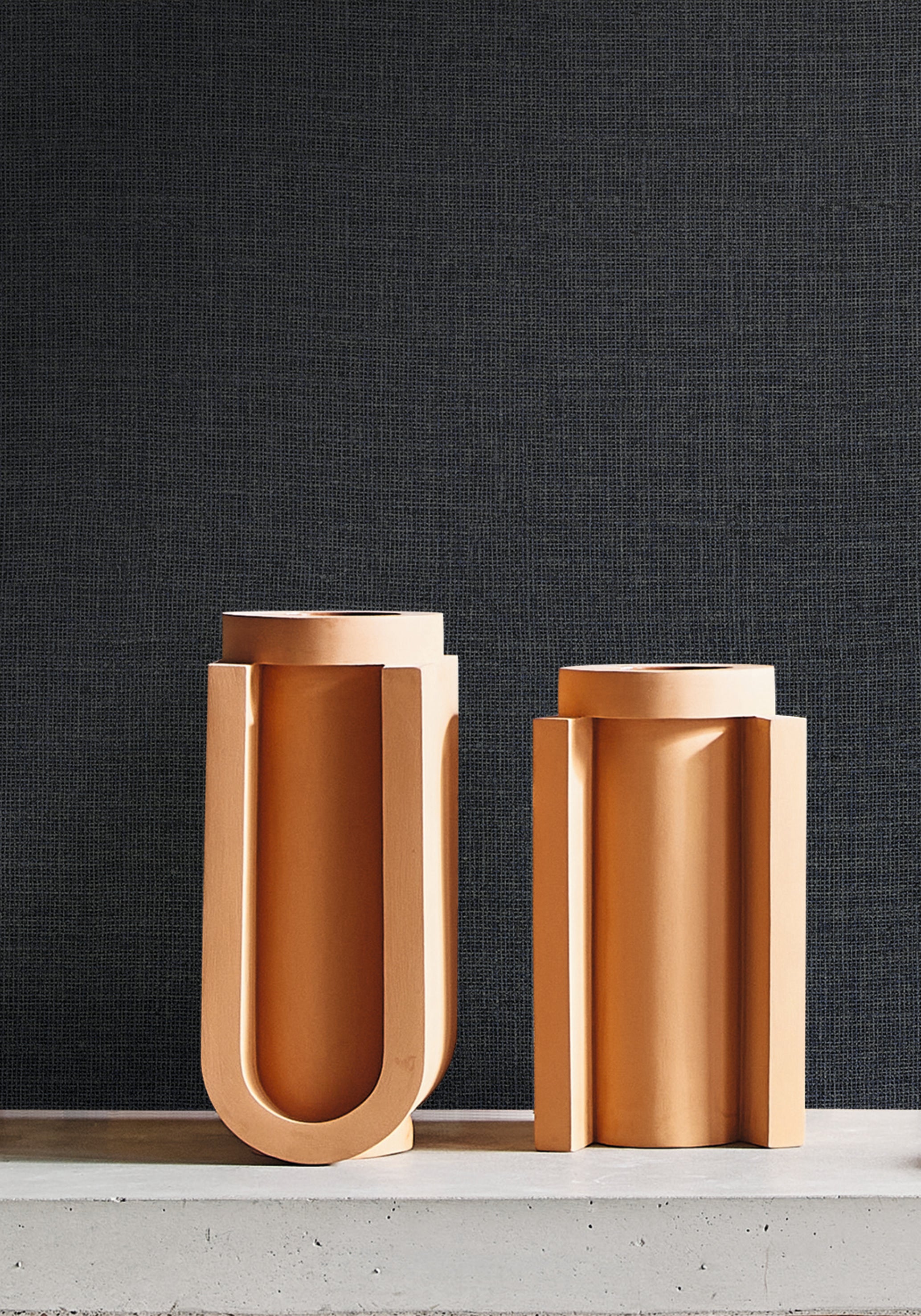 Structural wallpaper resembling canvas LIENZO - MARINE navy blue