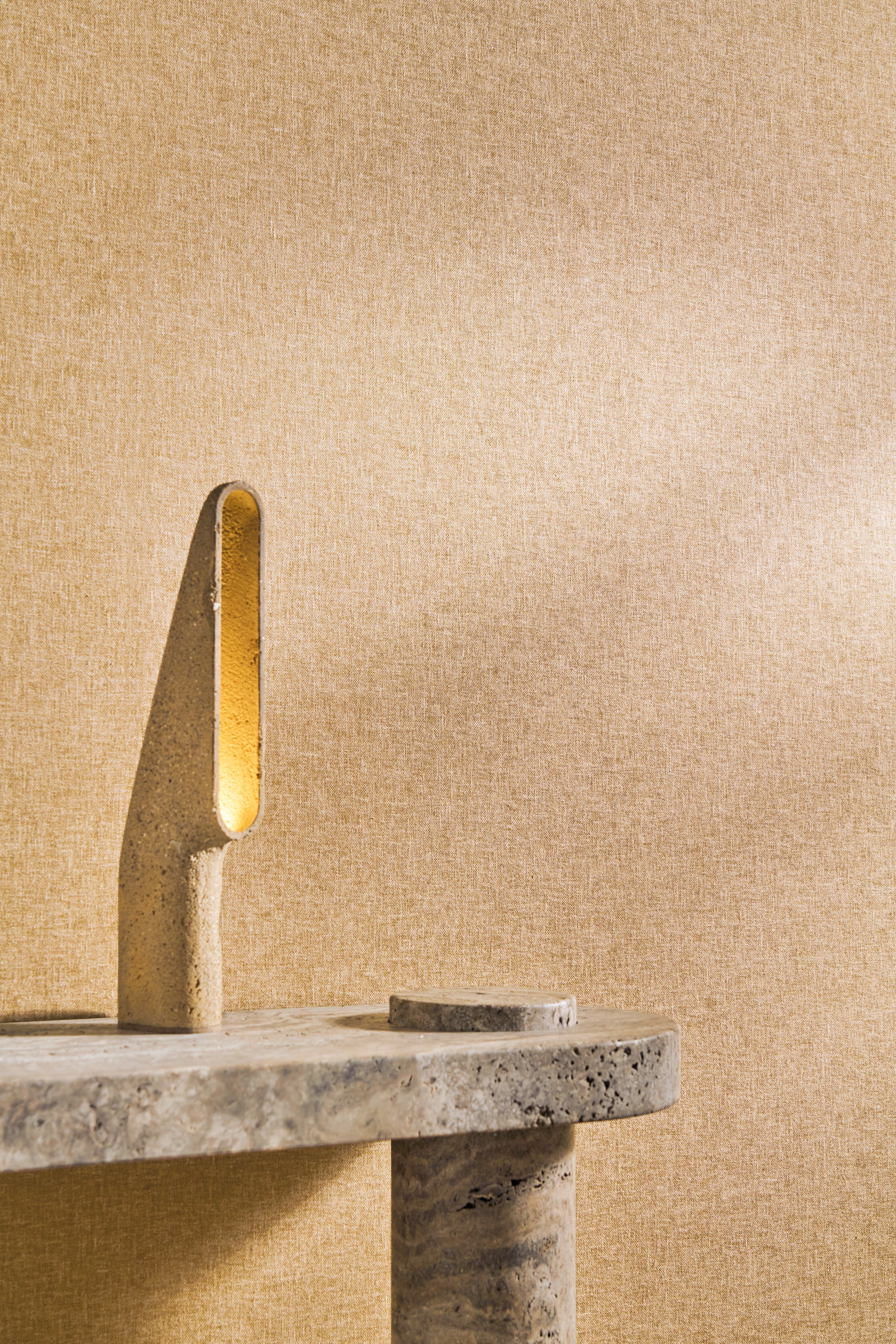 LINCOTEA Textured Fabric Wallpaper - OCRE Golden Beige